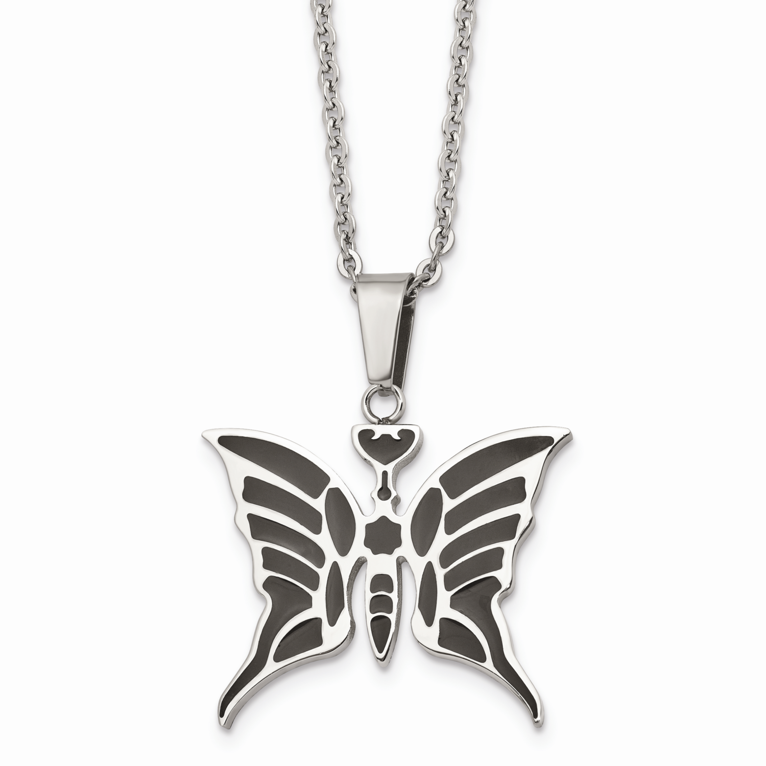 Butterfly Enamel 20 Inch Extension Necklace Stainless Steel SRN1561-20