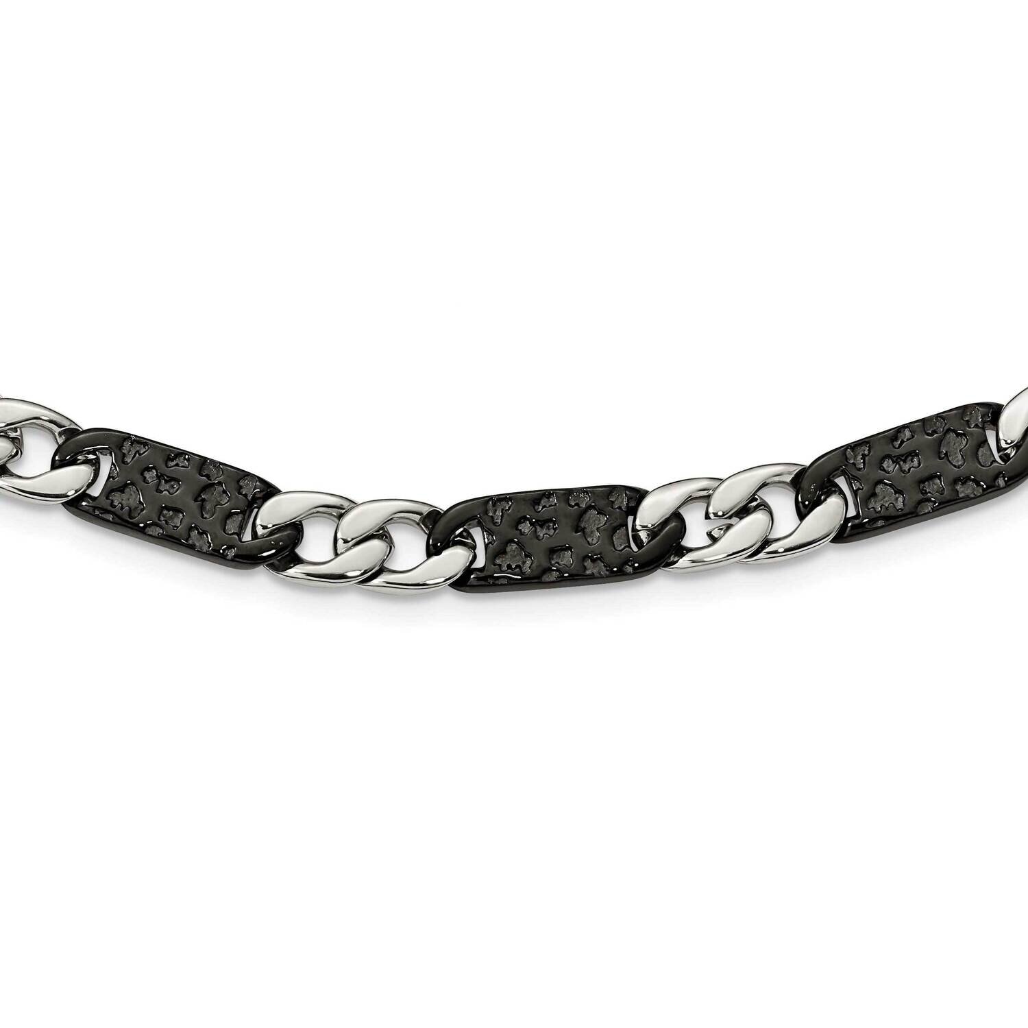 Black IP-plated Link Necklace Stainless Steel Polished SRN1576-24