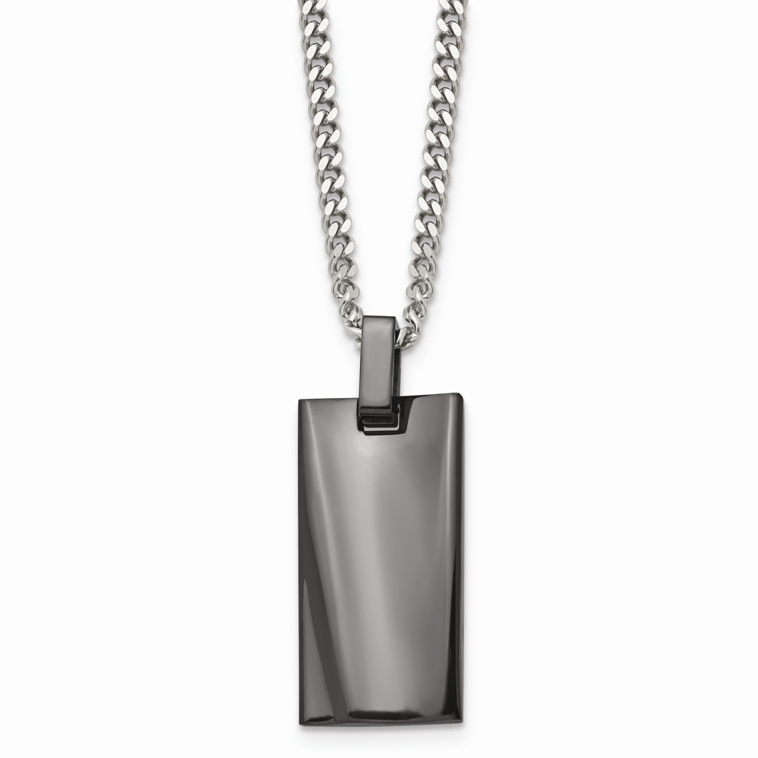 Black IP-plated Rectangle Necklace Stainless Steel Polished SRN1587-22