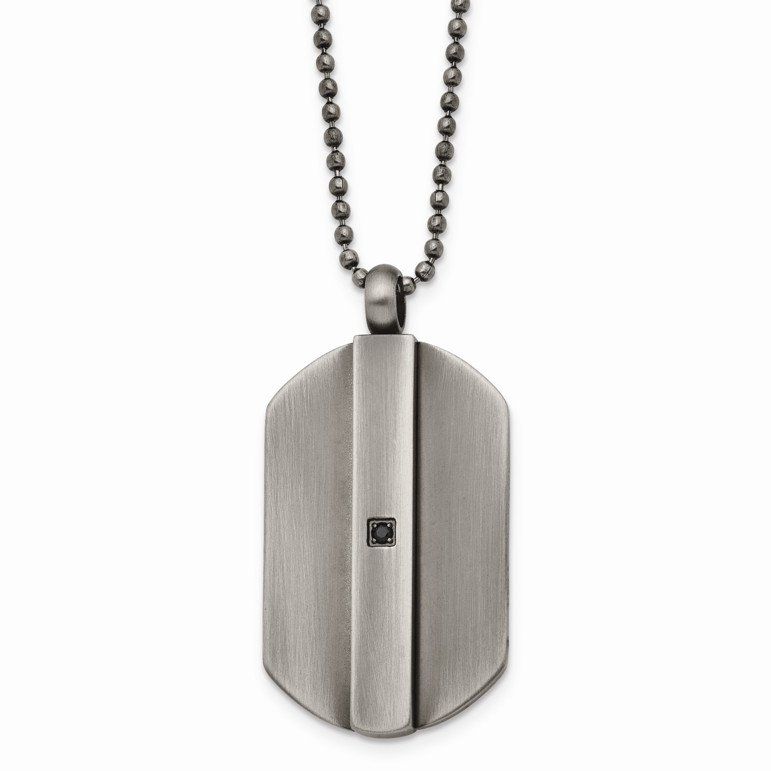 Brushed Black CZ Stone Stone Necklace Stainless Steel Antiqued SRN1590-20 by Chisel, MPN: SRN1590-2…