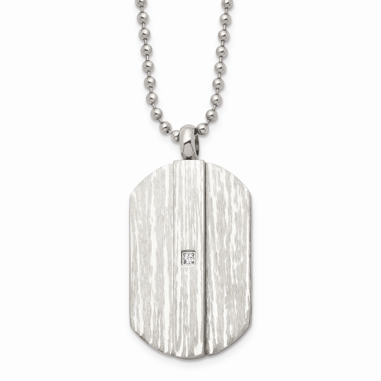 CZ Stone Stone Necklace Stainless Steel Brushed and Polished SRN1597-20 by Chisel, MPN: SRN1597-20,…