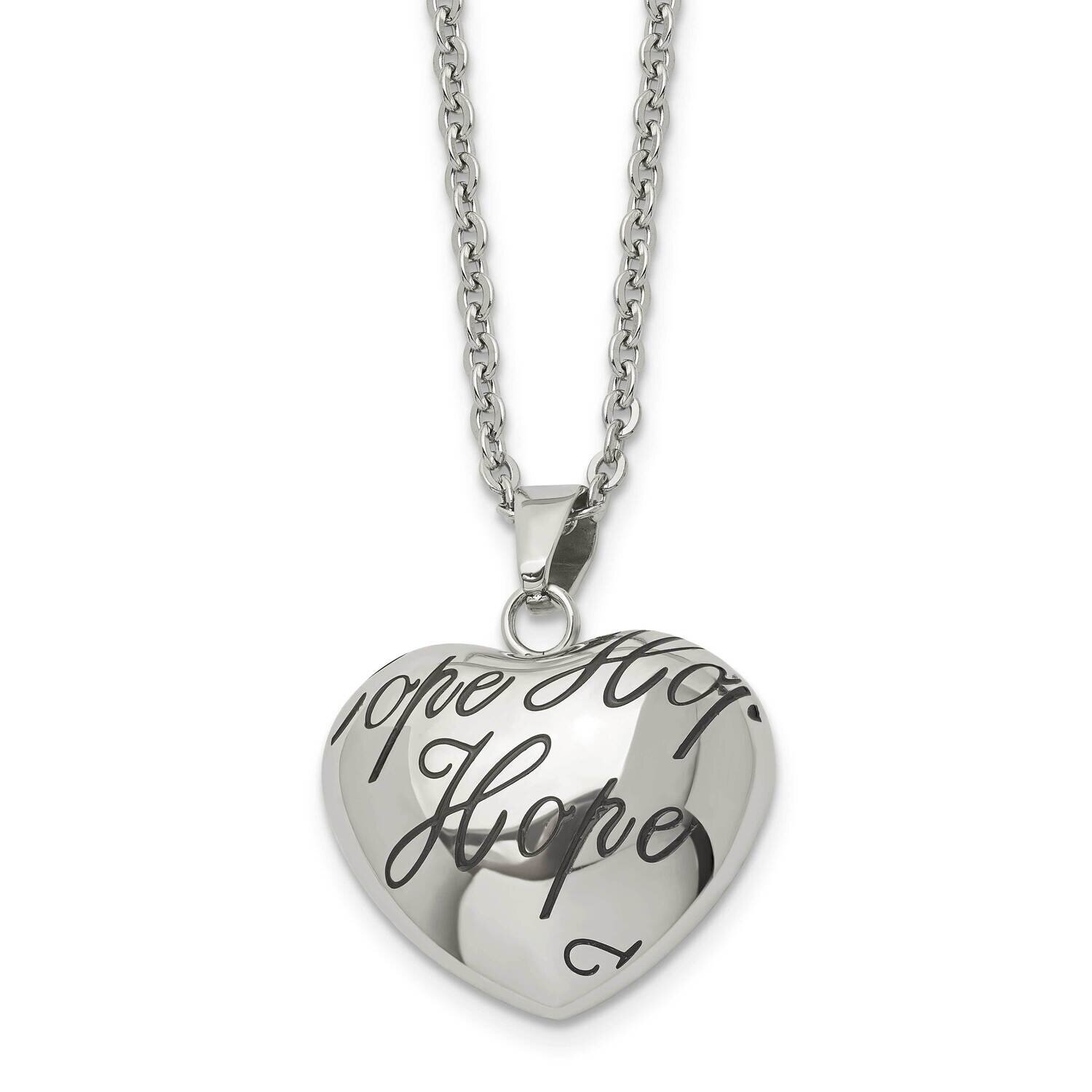 Enameled Hope Heart Necklace Stainless Steel Polished SRN1601-18