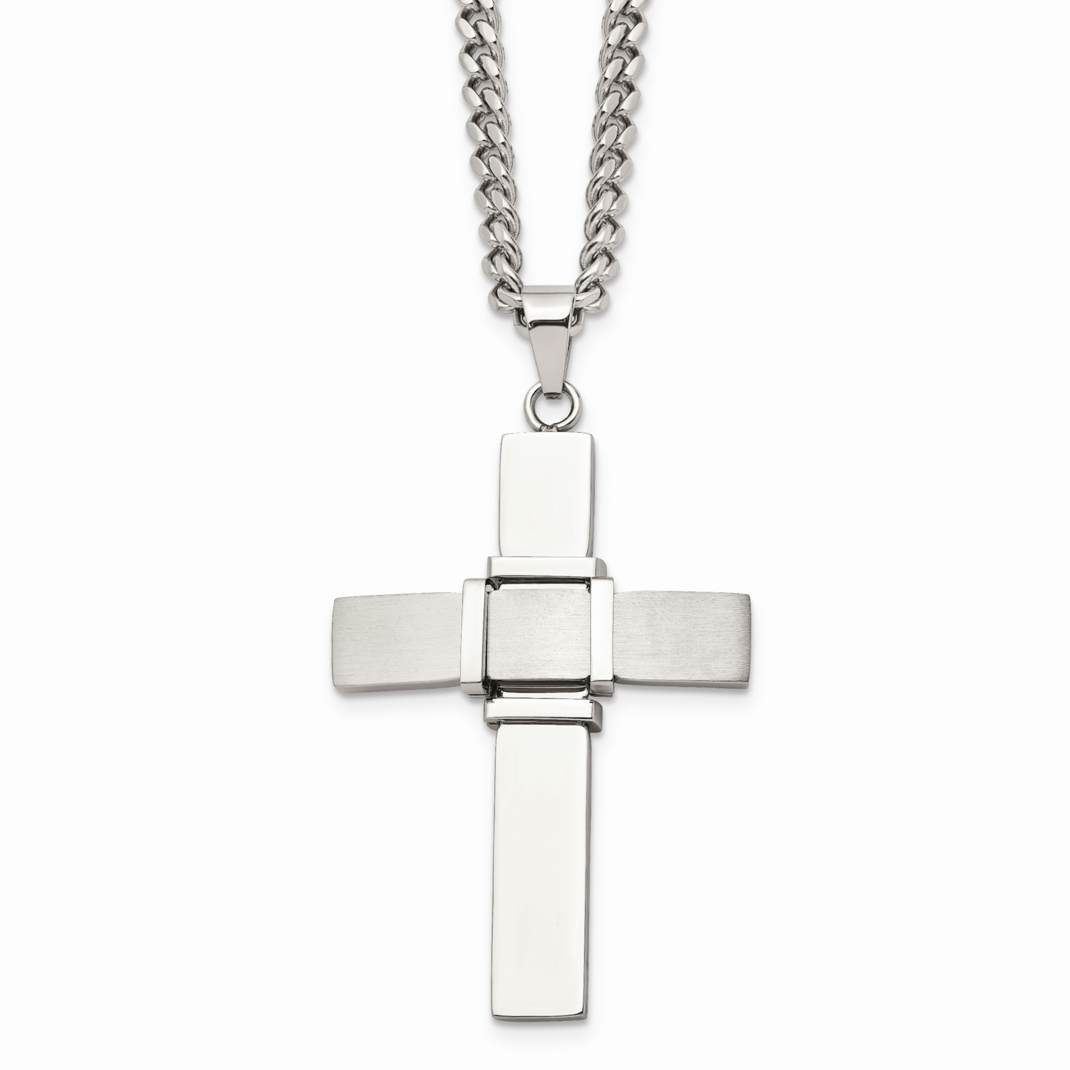 Brushed Cross Necklace Stainless Steel Polished SRN1603-22 by Chisel, MPN: SRN1603-22, 886774622675
