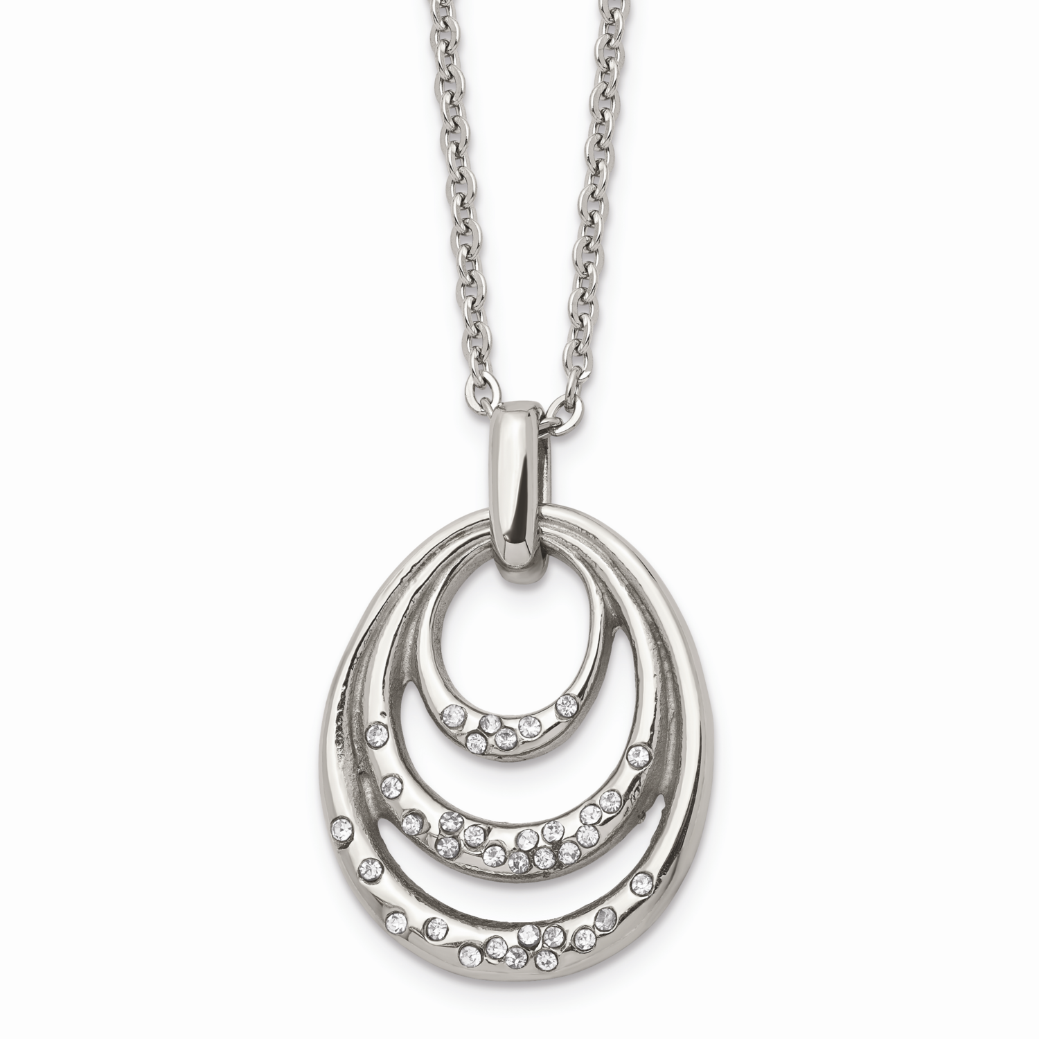 CZ Stone Stone Necklace Stainless Steel SRN1622-20 by Chisel, MPN: SRN1622-20, 883957560373
