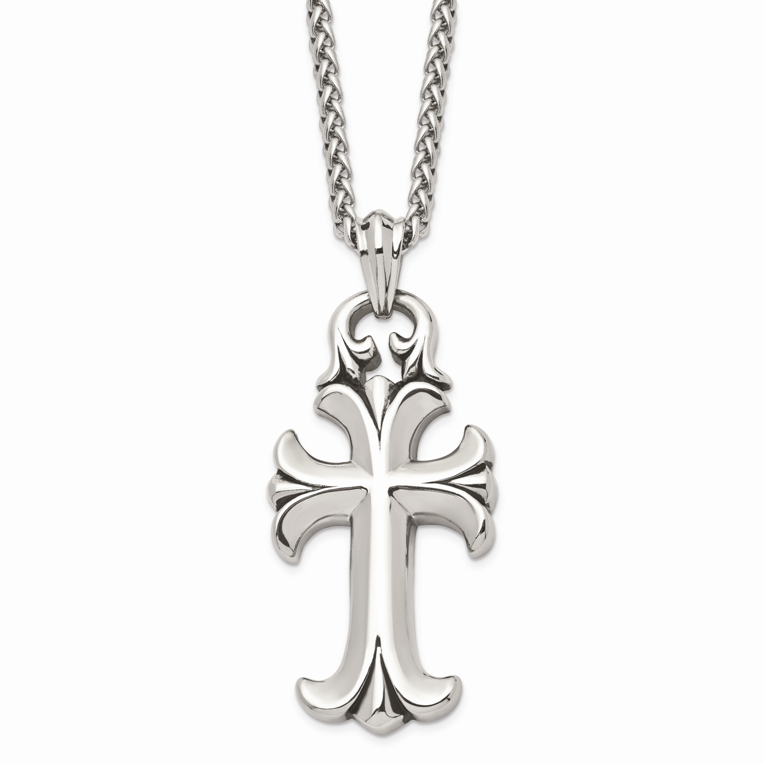 Cross Necklace Stainless Steel Antiqued SRN1625-24 by Chisel, MPN: SRN1625-24, 191101389160