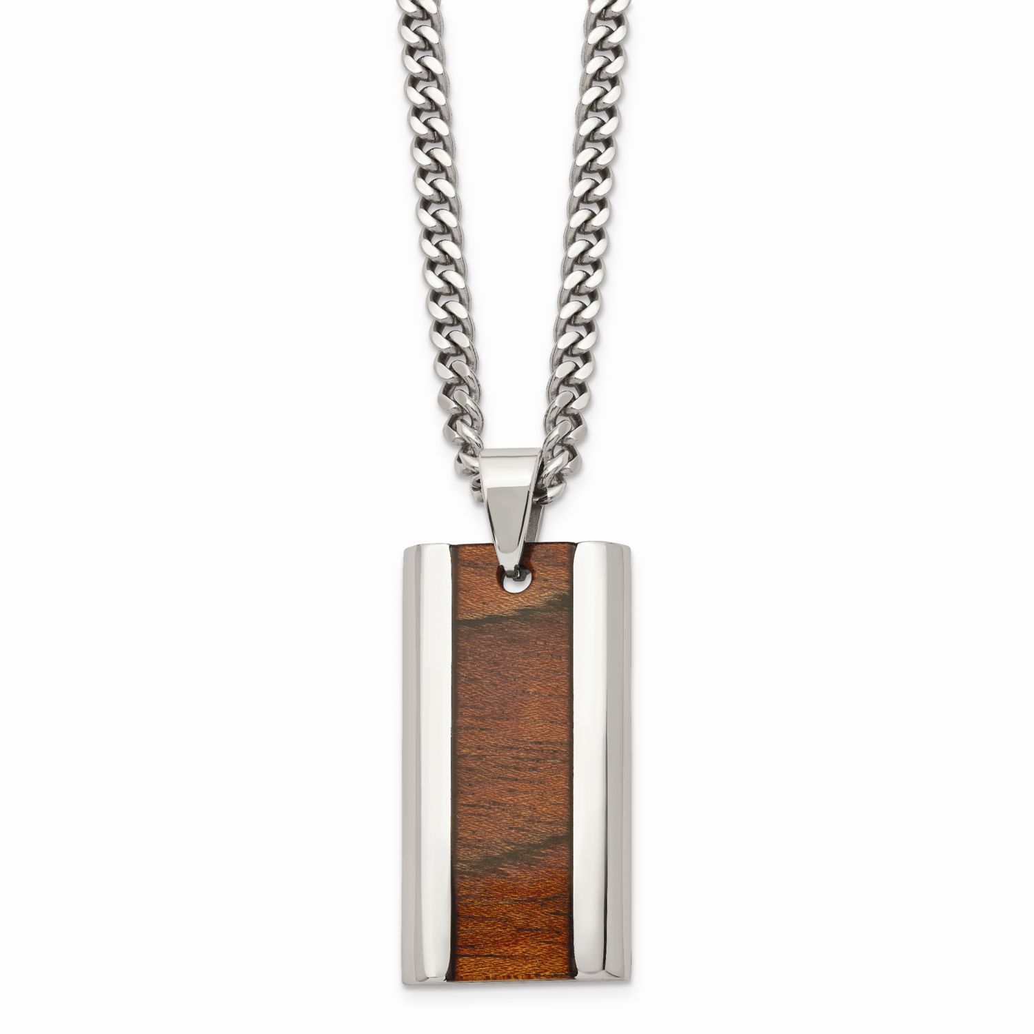 Wood Inlay Enameled Necklace Stainless Steel Polished SRN1628-20 by Chisel, MPN: SRN1628-20, 886774…