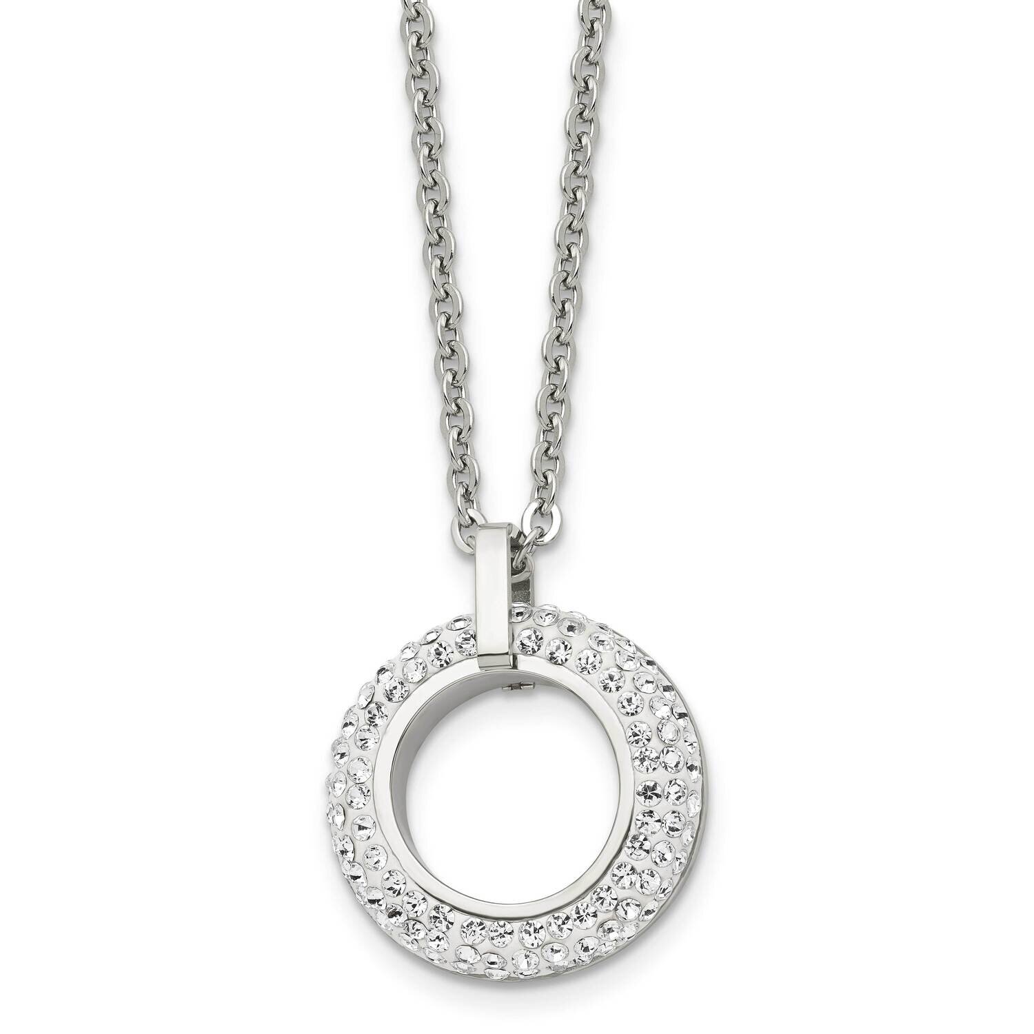 White Enameled with Crystals Necklace Stainless Steel Polished SRN1638-18 by Chisel, MPN: SRN1638-1…