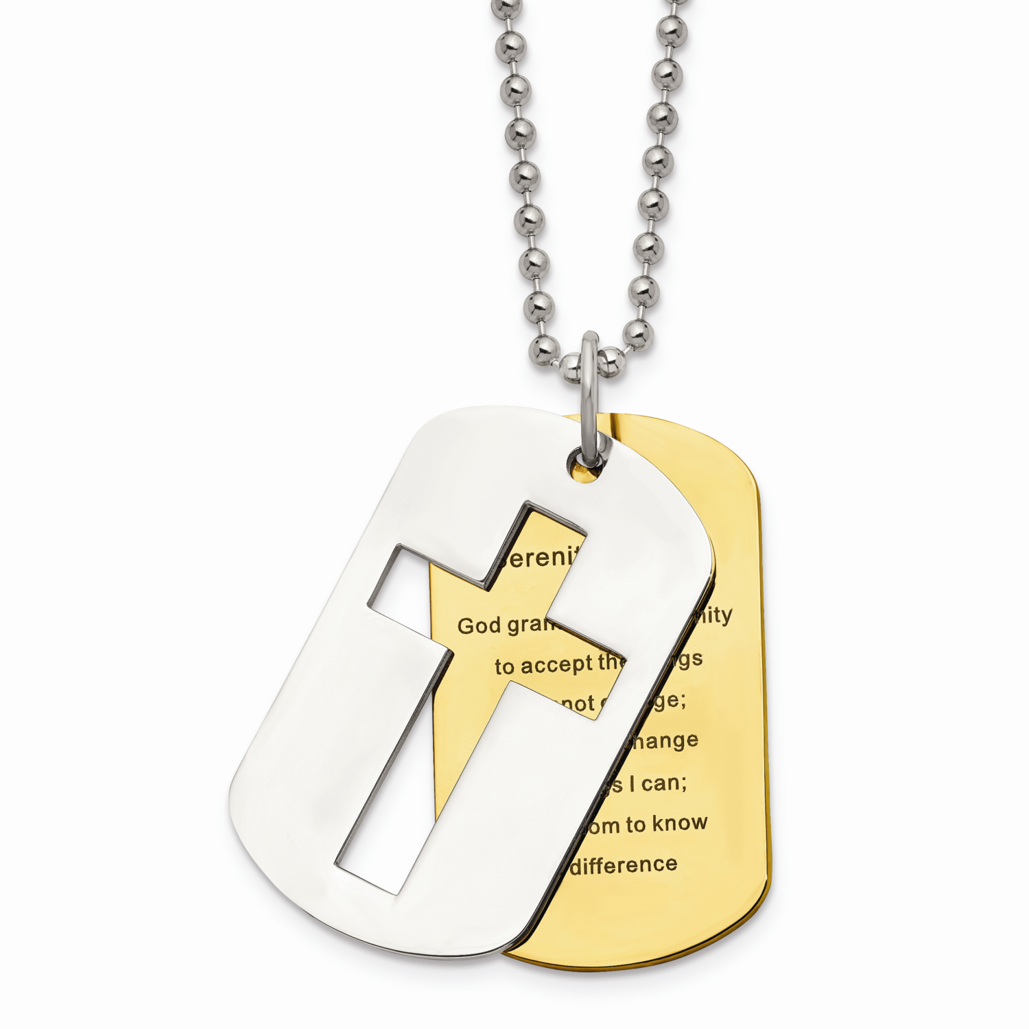 Yellow IP-plated Serenity Prayer Necklace Stainless Steel Polished SRN1644-22 by Chisel, MPN: SRN16…