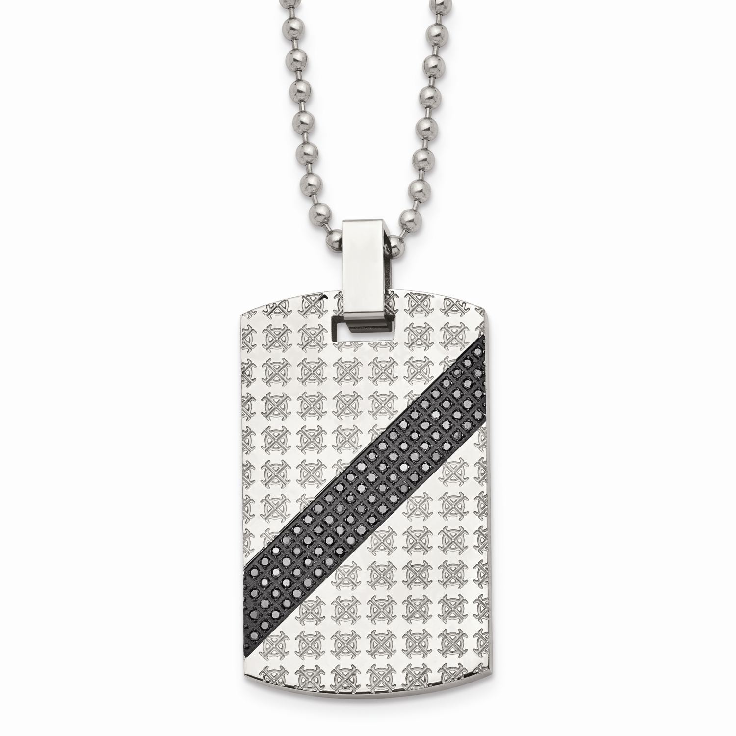 1/2ct tw. Diamond Dog Tag Necklace Stainless Steel Polished SRN1647-24
