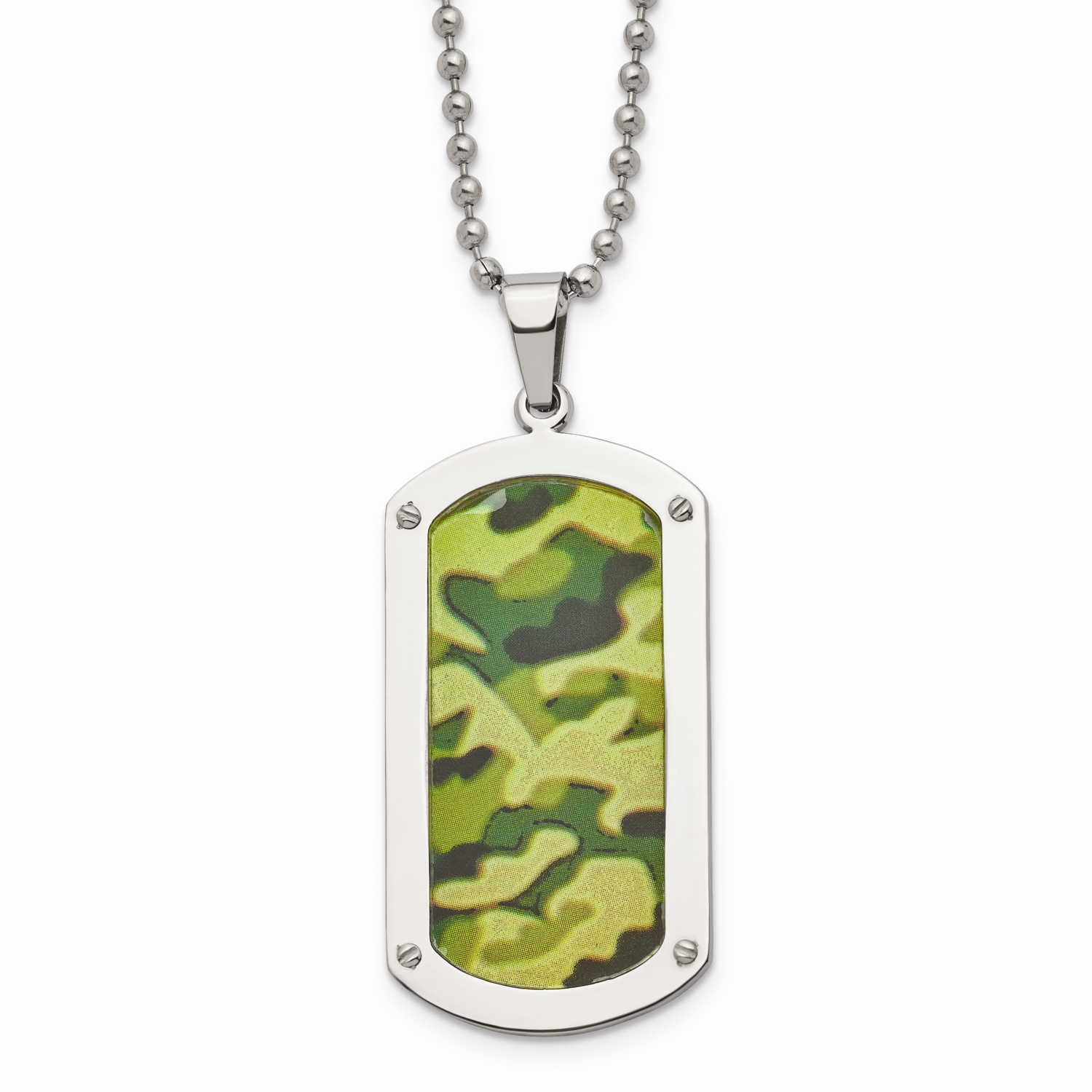 Camouflage Dog Tag Necklace Stainless Steel Polished SRN1652-24