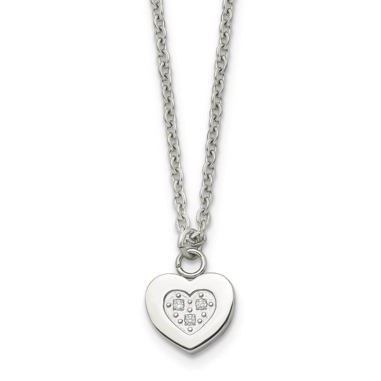 Heart with CZ Stone Necklace Stainless Steel Polished SRN1683-18 by Chisel, MPN: SRN1683-18, 191101…