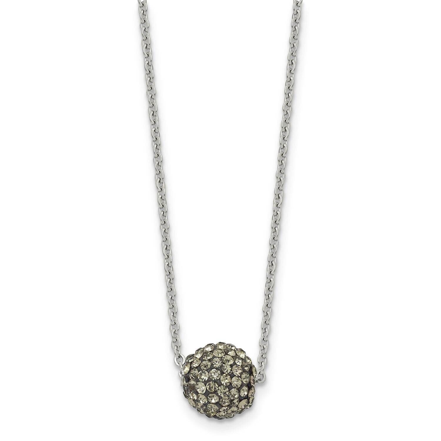 Black Enamel Crystals 2 Inch Extension Necklace Stainless Steel Polished SRN1686-16 by Chisel, MPN:…