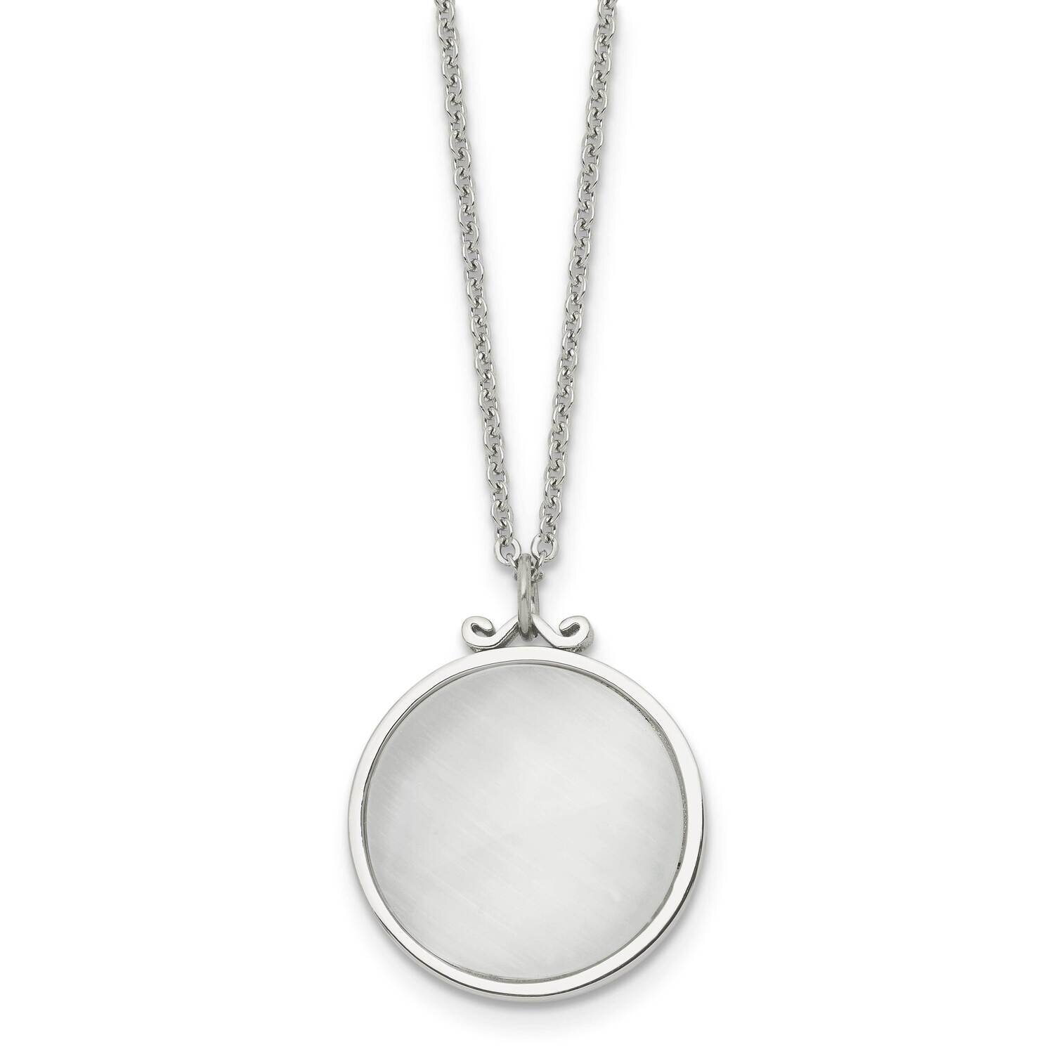 White Cat's Eye Round Necklace Stainless Steel Polished SRN1696-18.25