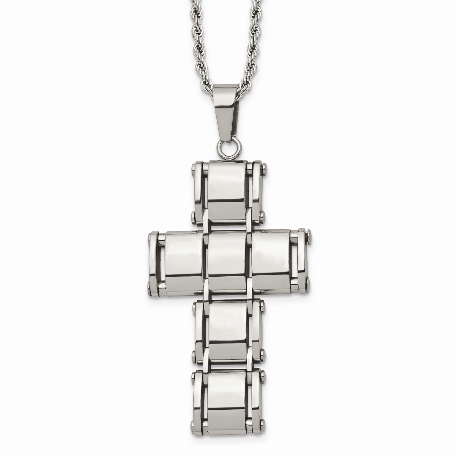 Moveable Cross Necklace Stainless Steel Polished SRN1702-22 by Chisel, MPN: SRN1702-22, 191101389030