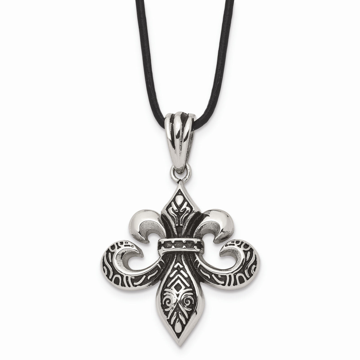Polished Fleur de Lis Necklace Stainless Steel SRN1705-20 by Chisel, MPN: SRN1705-20, 191101389863