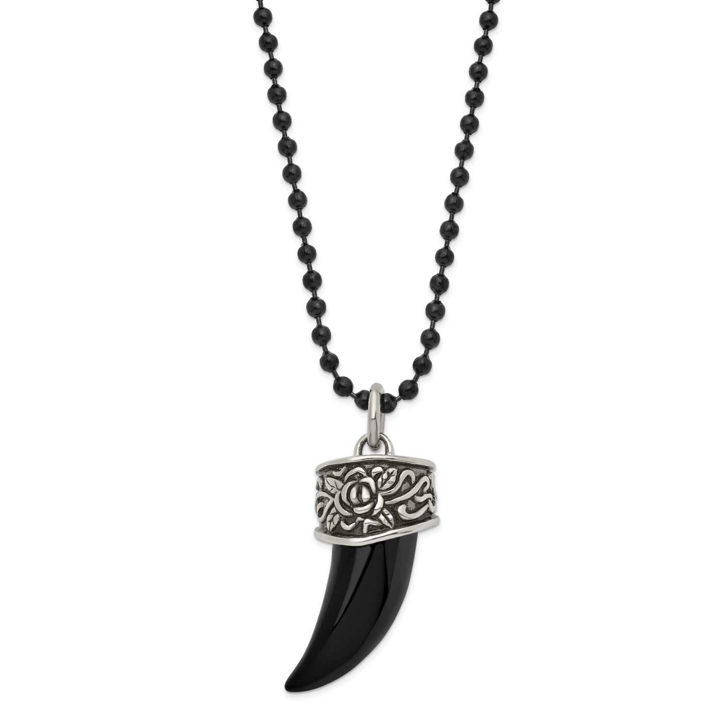 Antiqued Black IP-plated Claw Necklace Stainless Steel Polished SRN1708-20