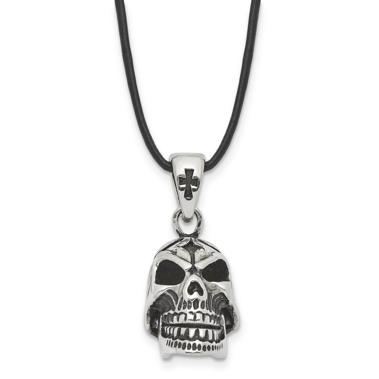 Antiqued Moveable Skull Necklace Stainless Steel Polished SRN1715-20