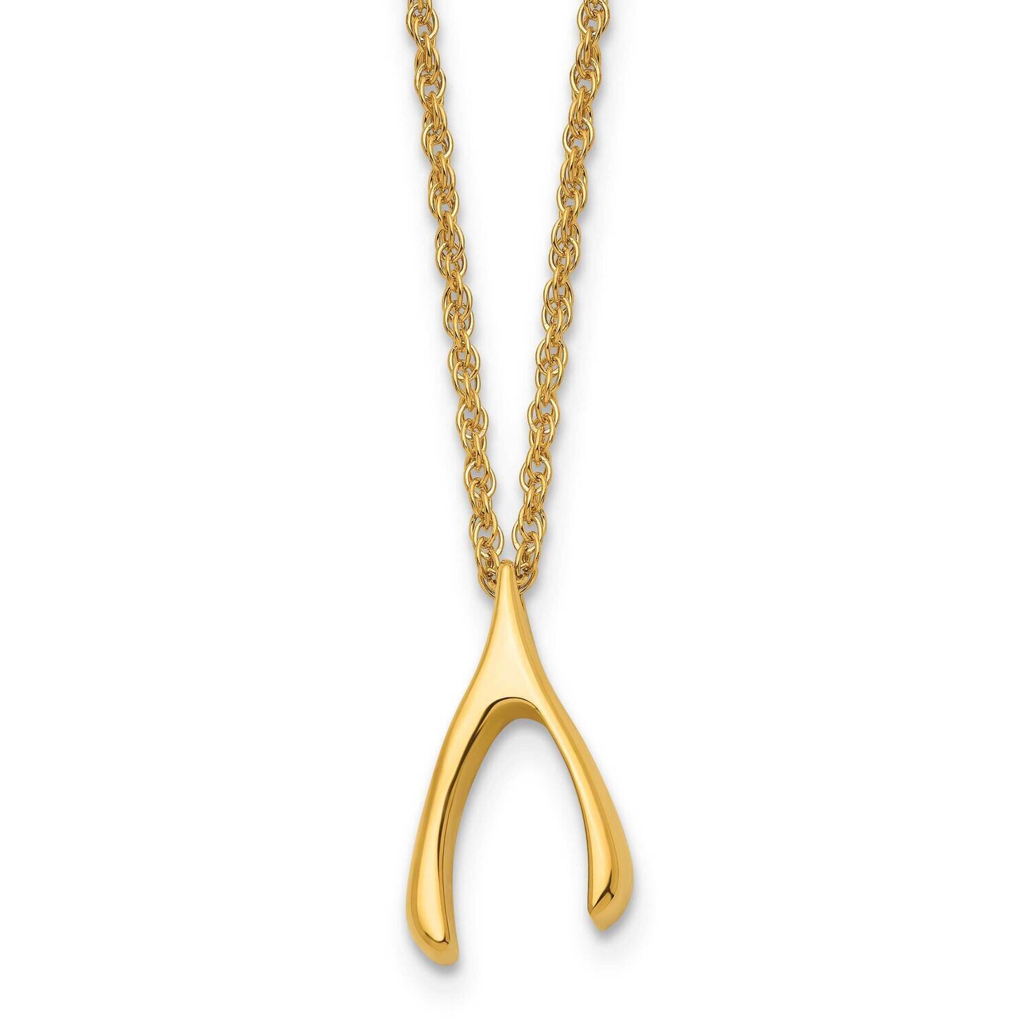 Yellow IP-plated Wishbone Necklace Stainless Steel Polished SRN1724-16 by Chisel, MPN: SRN1724-16, …