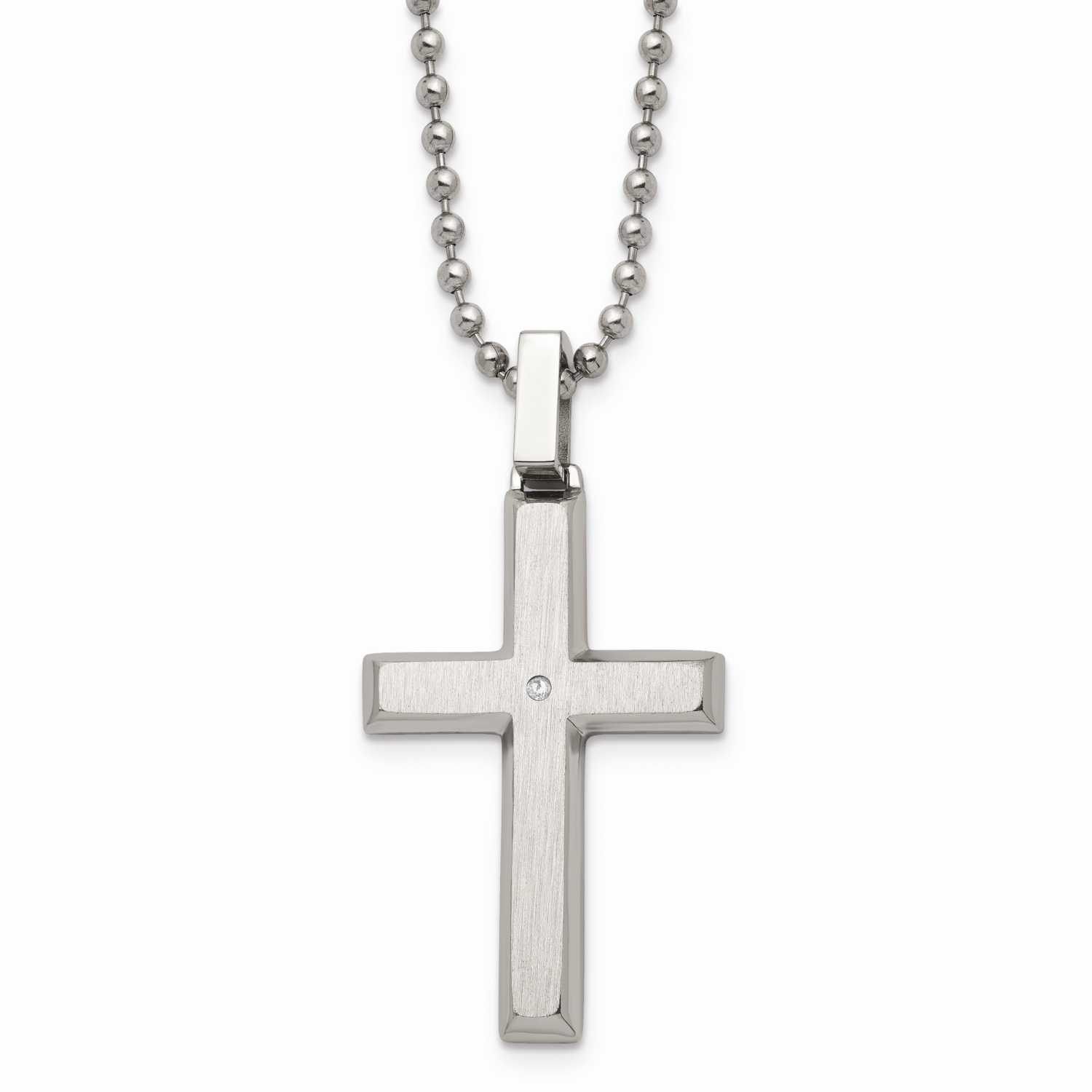 Diamond Accent 22 Inch Necklace Stainless Steel SRN176-22 by Chisel, MPN: SRN176-22, 883957748467