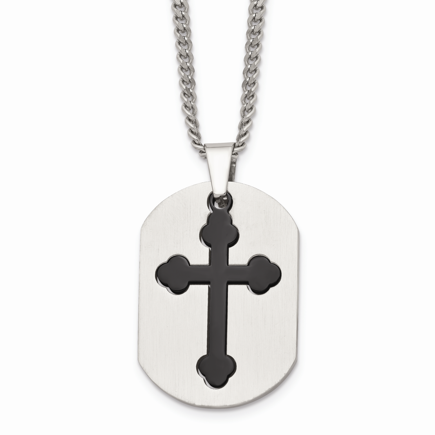 Black Plated Cross Necklace Stainless Steel SRN182-22 by Chisel, MPN: SRN182-22, 883957748511