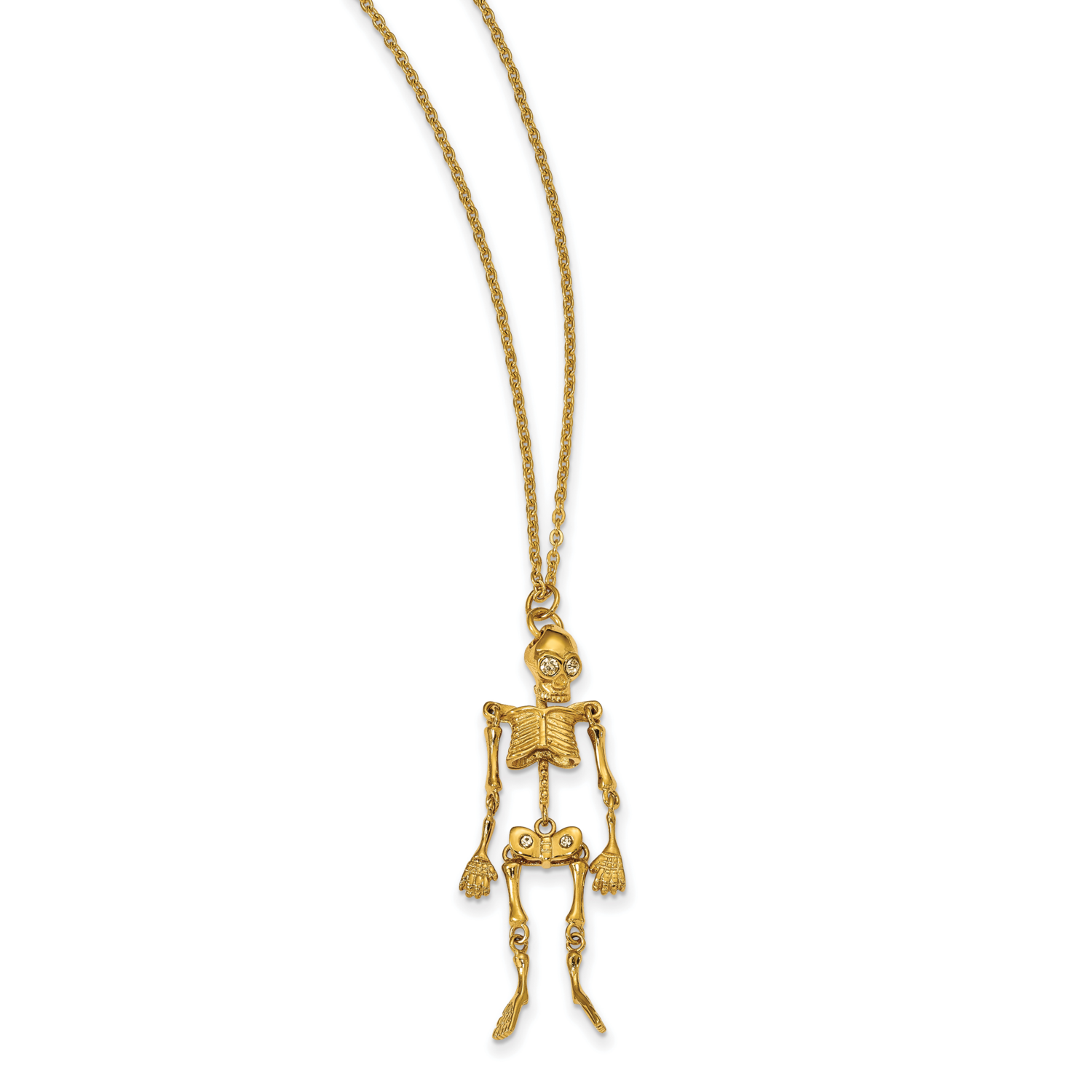 Yellow IP-plated Crystal Skeleton 2 inch Extension Necklace Stainless Steel SRN2001-18 by Chisel, M…