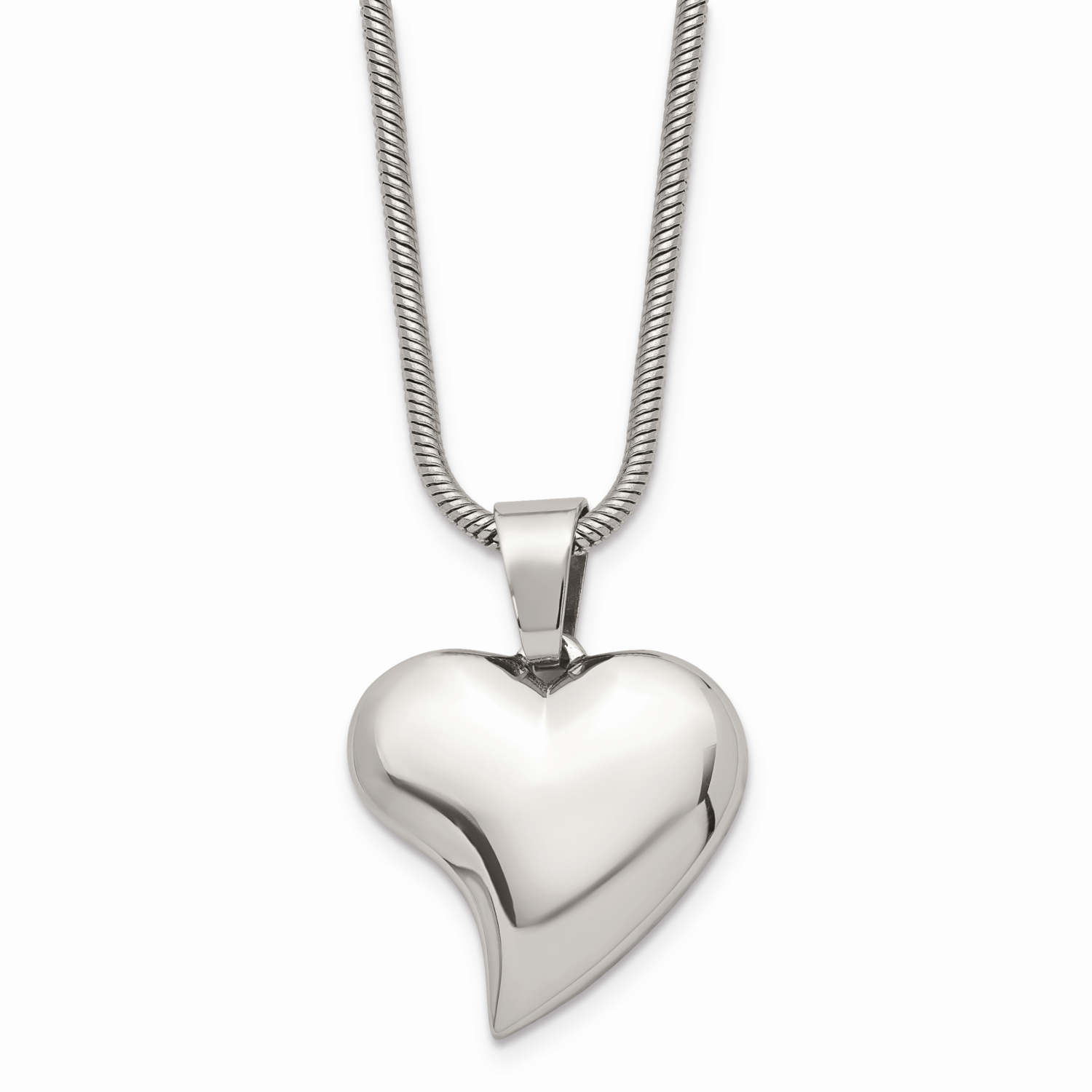 Heart Pendant 18 Inch Necklace Stainless Steel SRN244-18
