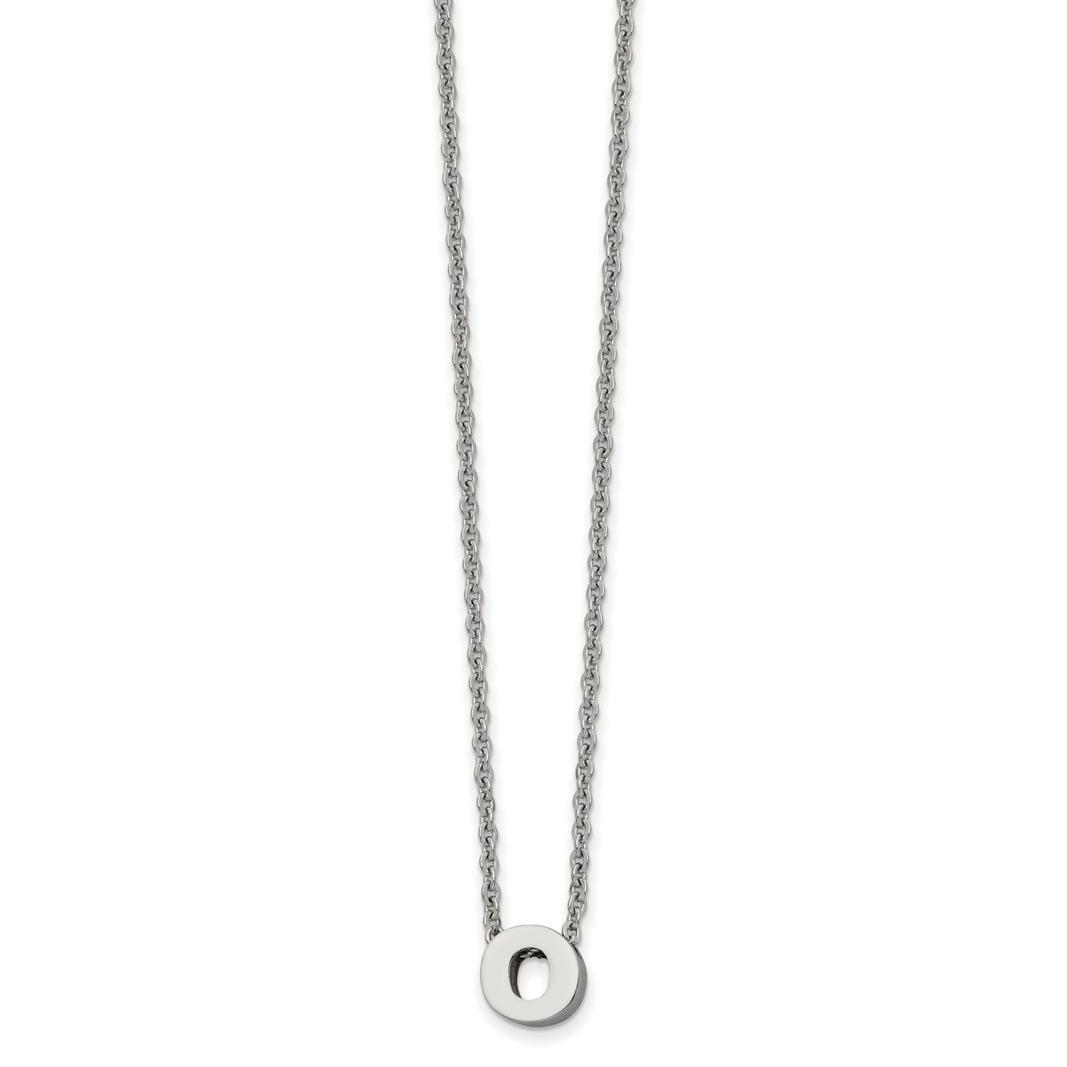 letter O 2 Inch Extension 18 Inch Necklace Stainless Steel Polished SRN2497O-18 by Chisel, MPN: SRN…