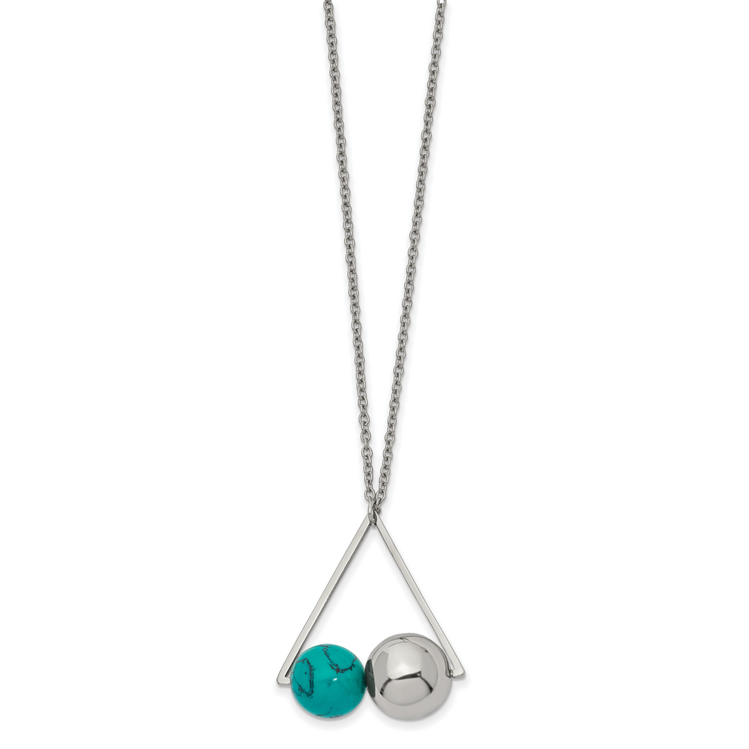 Triangle Imit.Turquoise 2 Inch Extension Necklace Stainless Steel Polished SRN2566-16