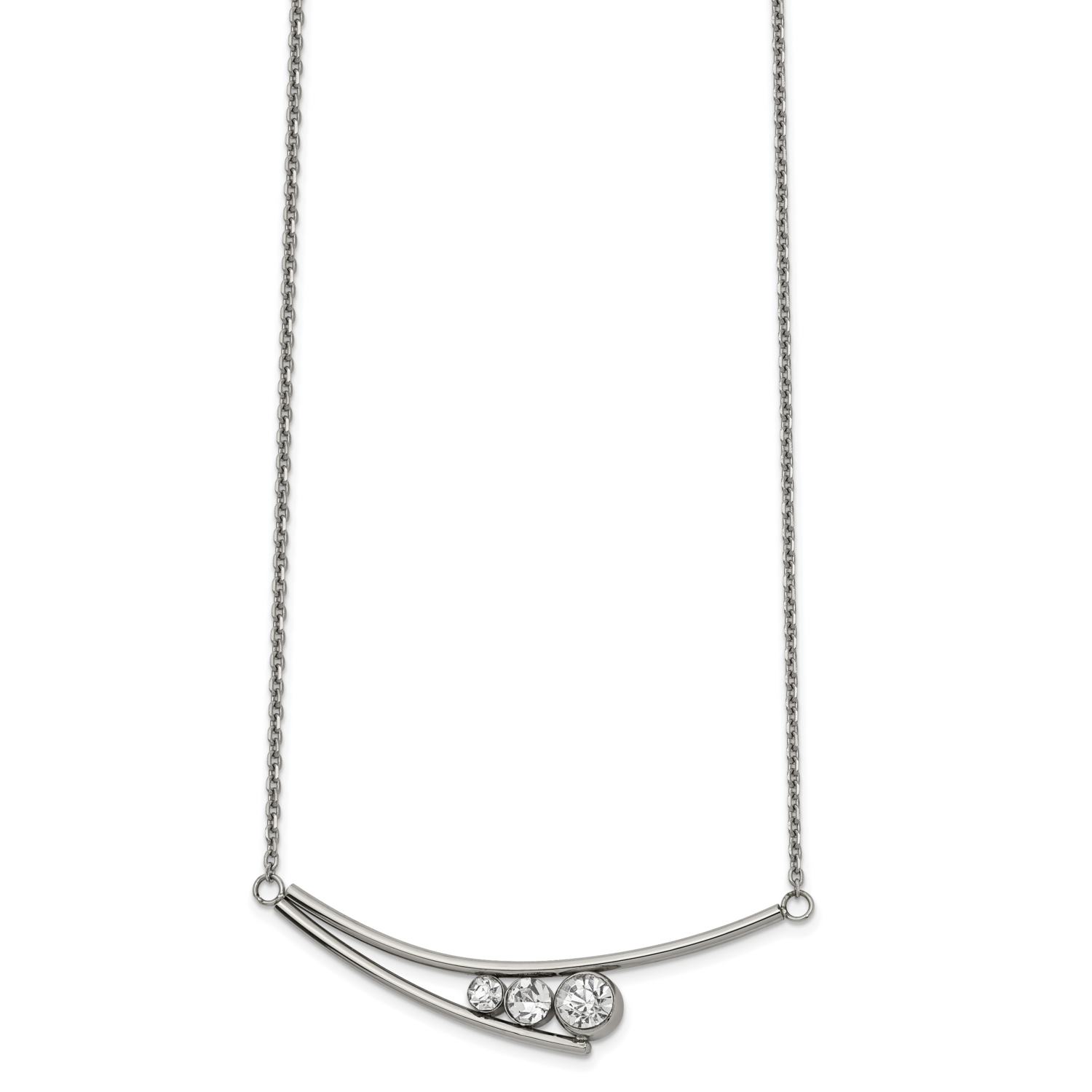 Preciosa Crystal 2 Inch Extension 16 Inch Necklace Stainless Steel Polished SRN2572-16 by Chisel, M…