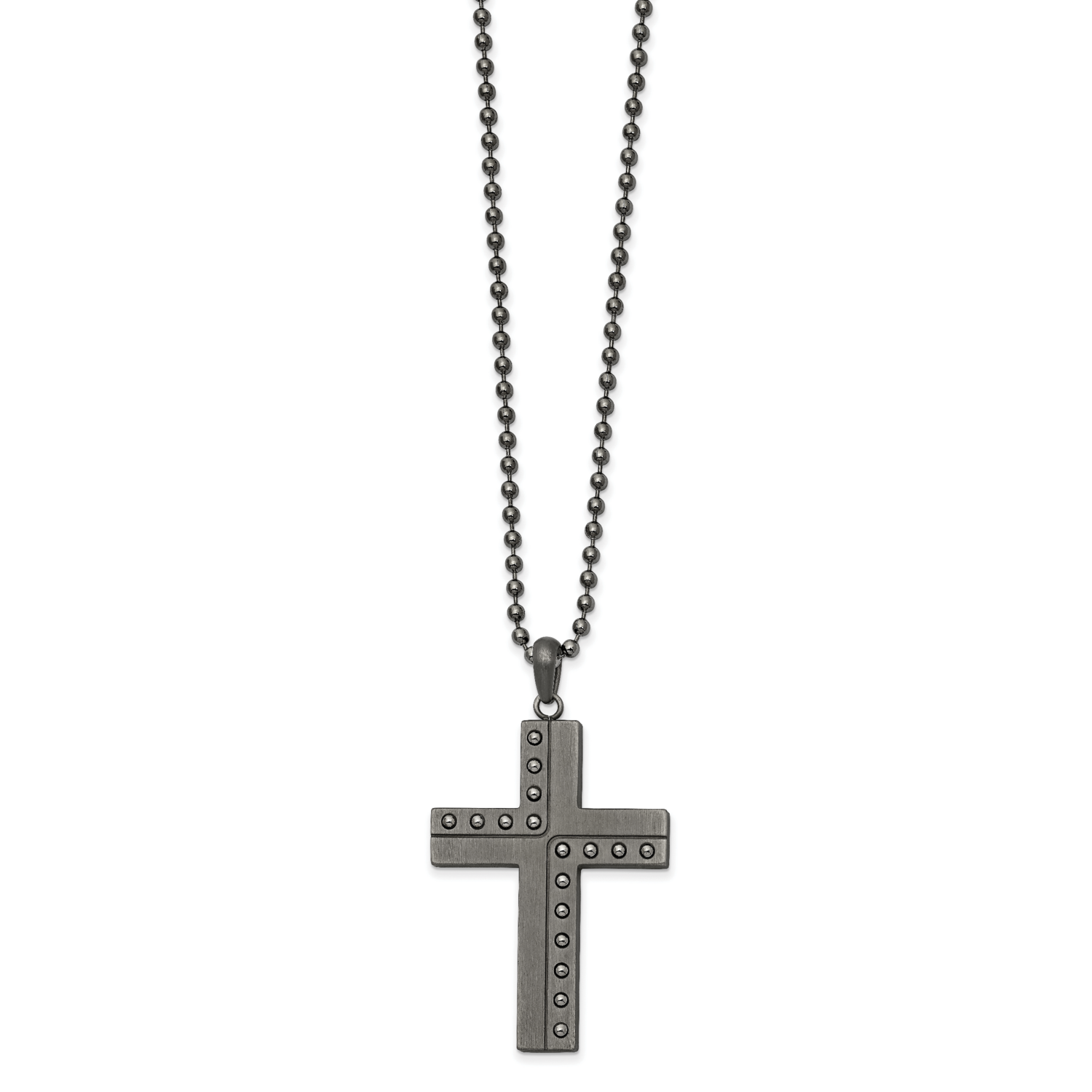 Matte Finish Gun Metal IP Cross 22 Inch Necklace Stainless Steel Polished SRN2598-22 by Chisel, MPN…
