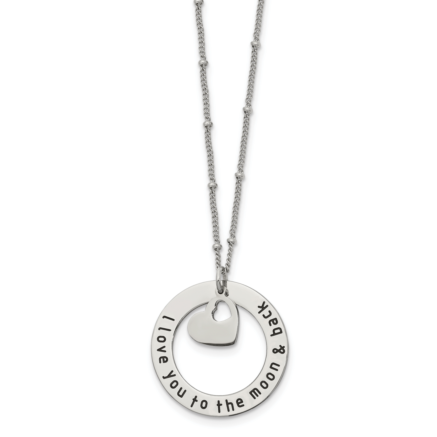 I LOVE YOU TO THE MOON 20 Inch . Necklace Stainless Steel Polished SRN2646-20