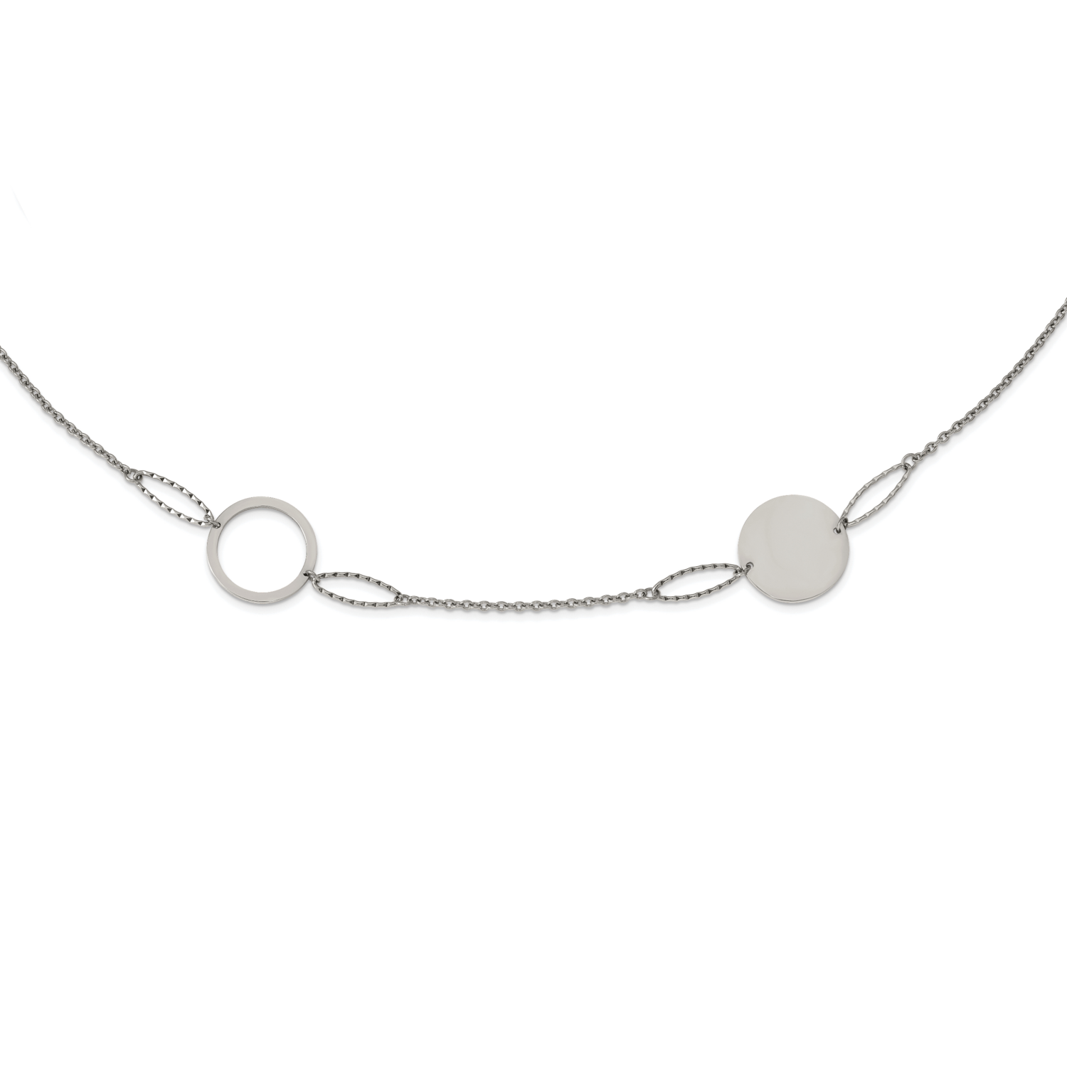 36 Inch Fancy Circle Link Necklace Stainless Steel Polished SRN2666-36