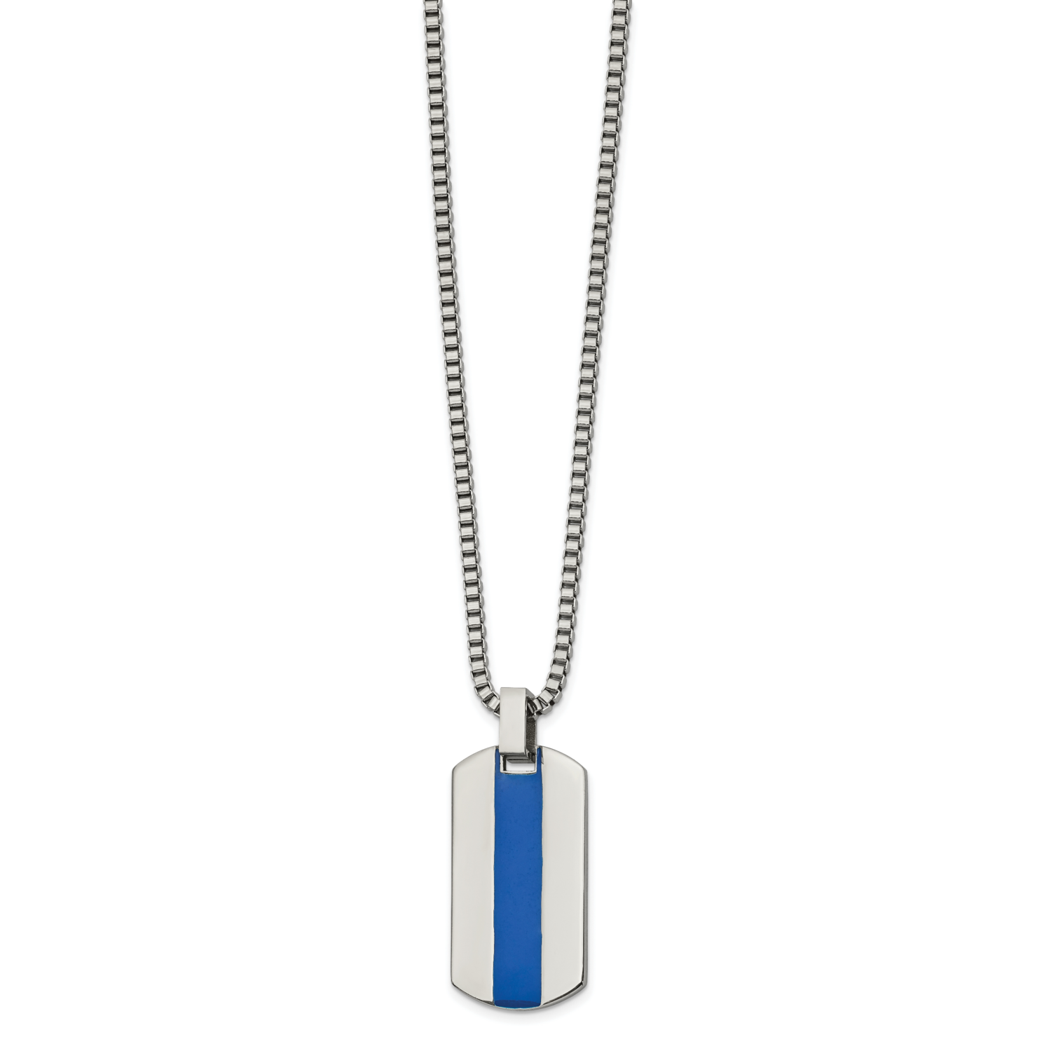 Blue Enamel 20 Inch Necklace Stainless Steel Polished SRN2682-20