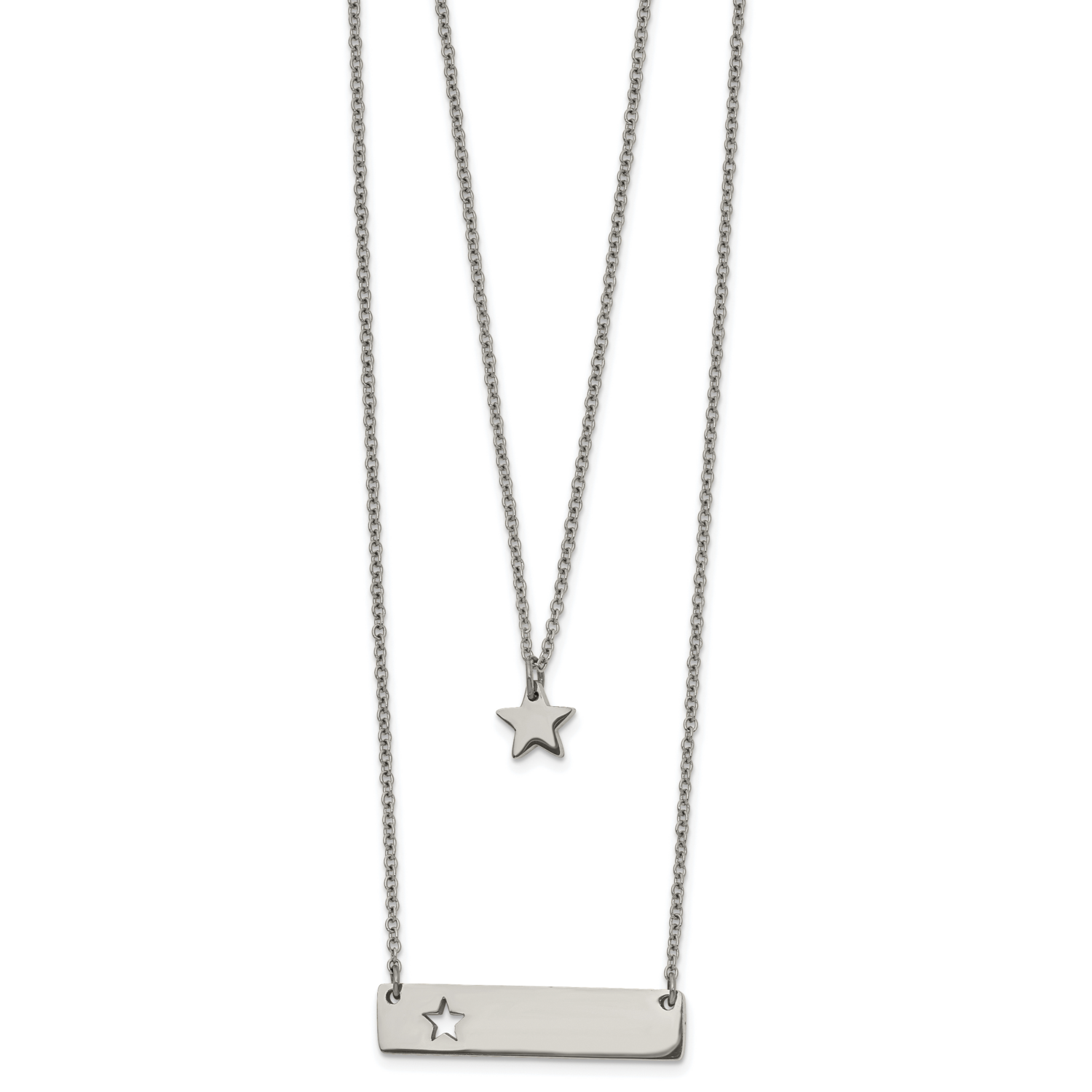 Star and Bar Multi-strand 1.5 Inch Extension Necklace Stainless Steel Polished SRN2700-15.5 by Chis…