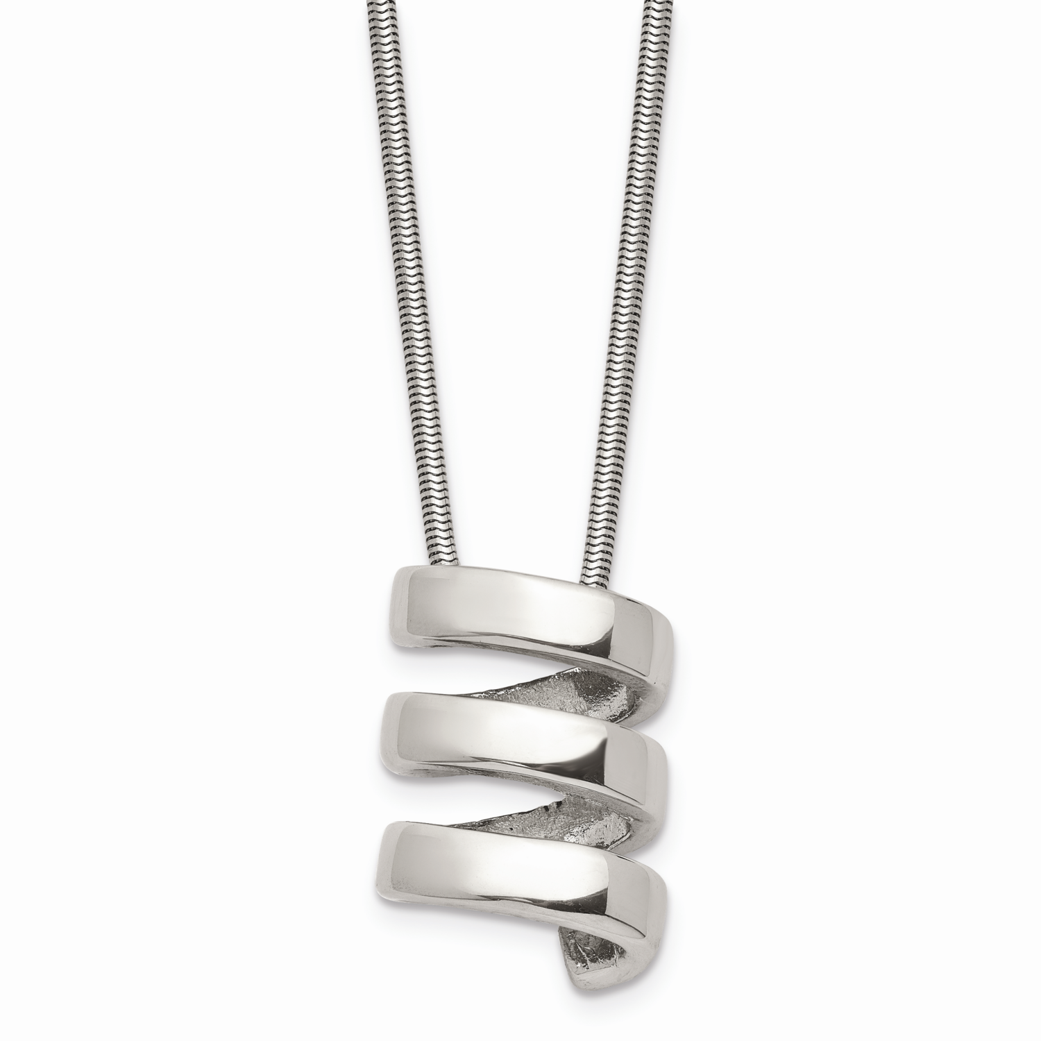 Fancy Twist Pendant 18 Inch Necklace Stainless Steel SRN270-18