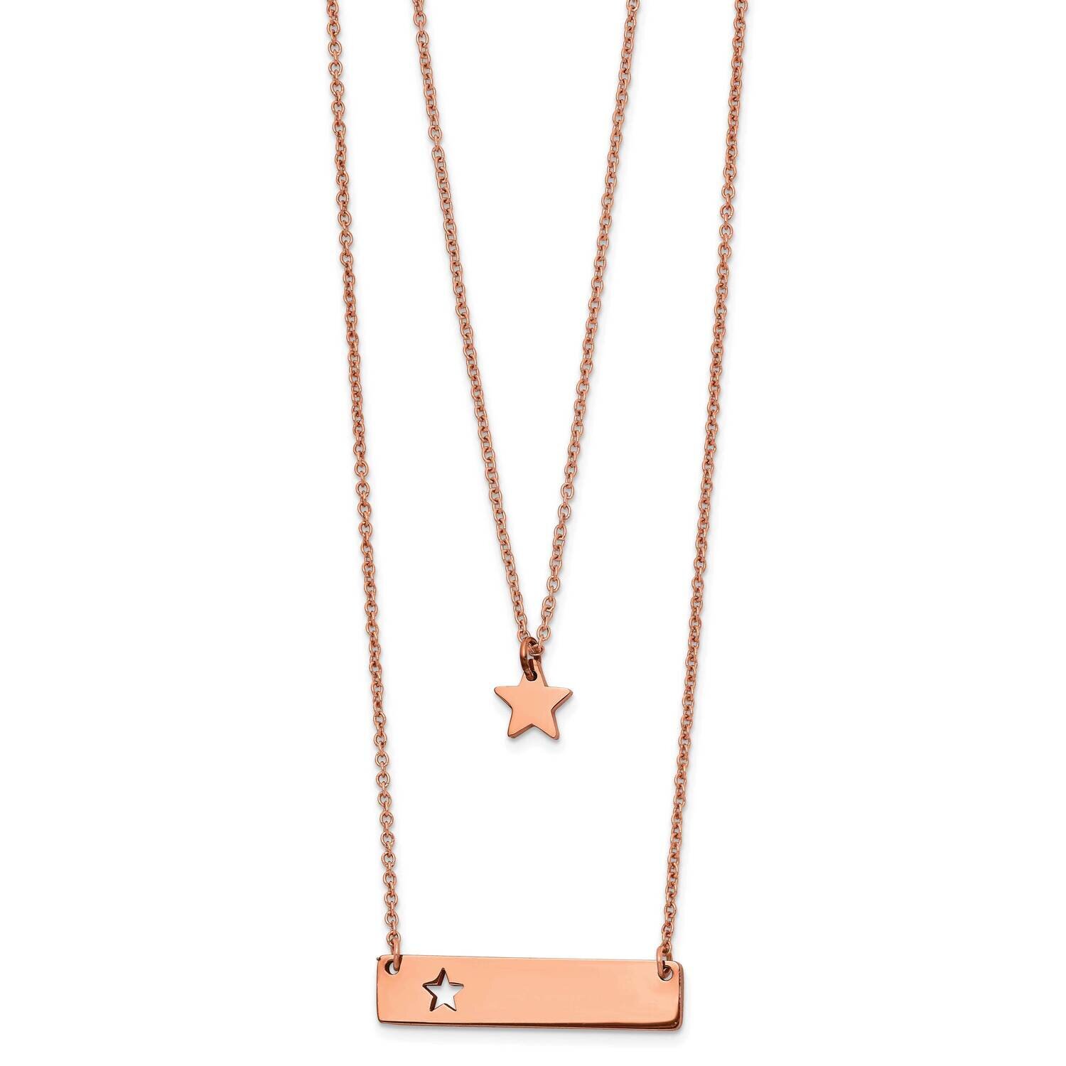 Rose Ip-plated Star and Bar Multi-strand 1.5 Inch Extension Necklace Stainless Steel SRN2702-15.5 b…