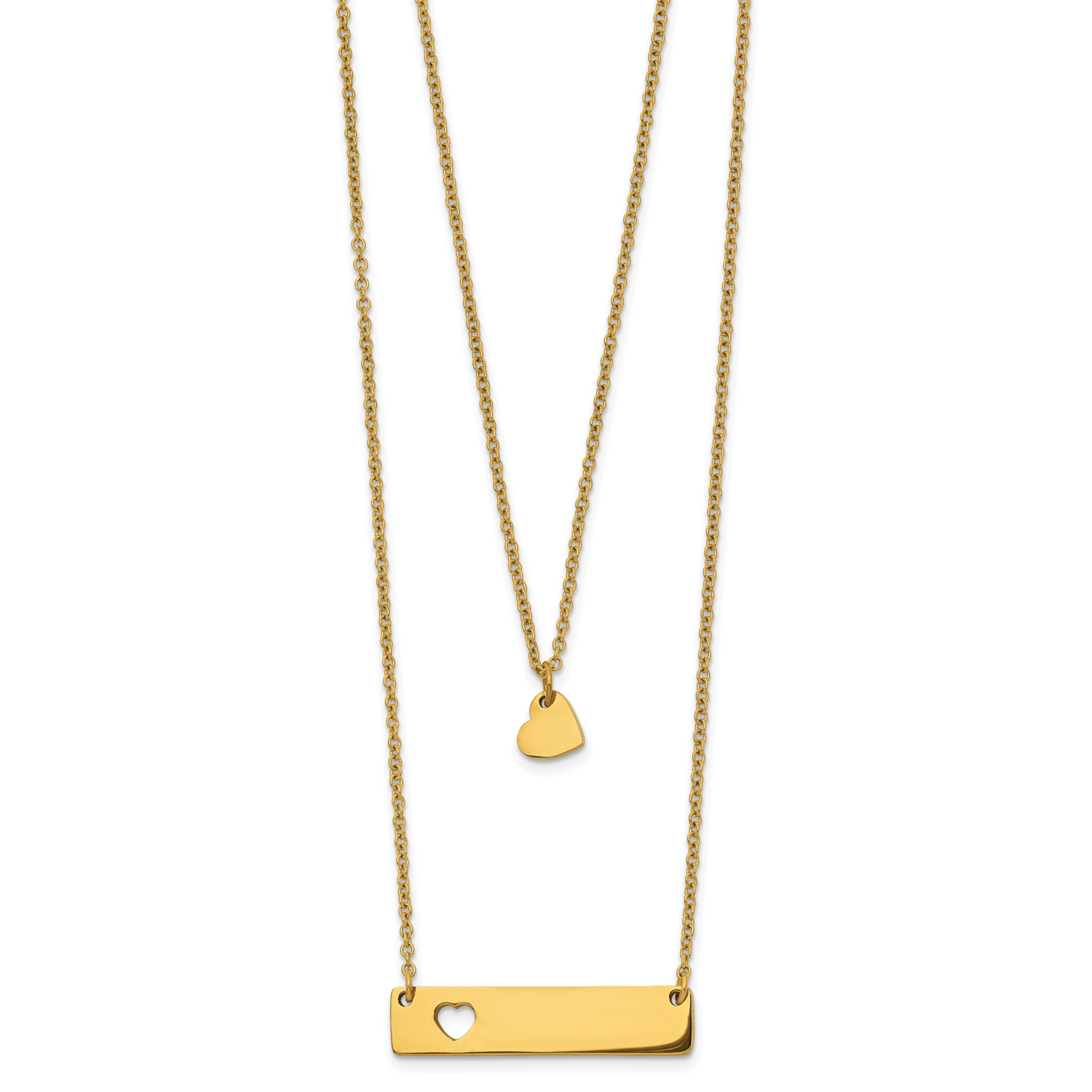 Yellow Ip-plated Heart Bar Multi-strand 1.5 Inch Extension Necklace Stainless Steel SRN2704-15.5 by…