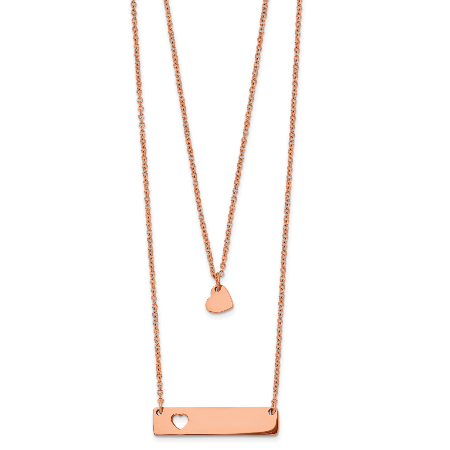 Rose Ip-plated Heart Bar Multi-strand 1.5 Inch Extension Necklace Stainless Steel SRN2705-15.5 by C…
