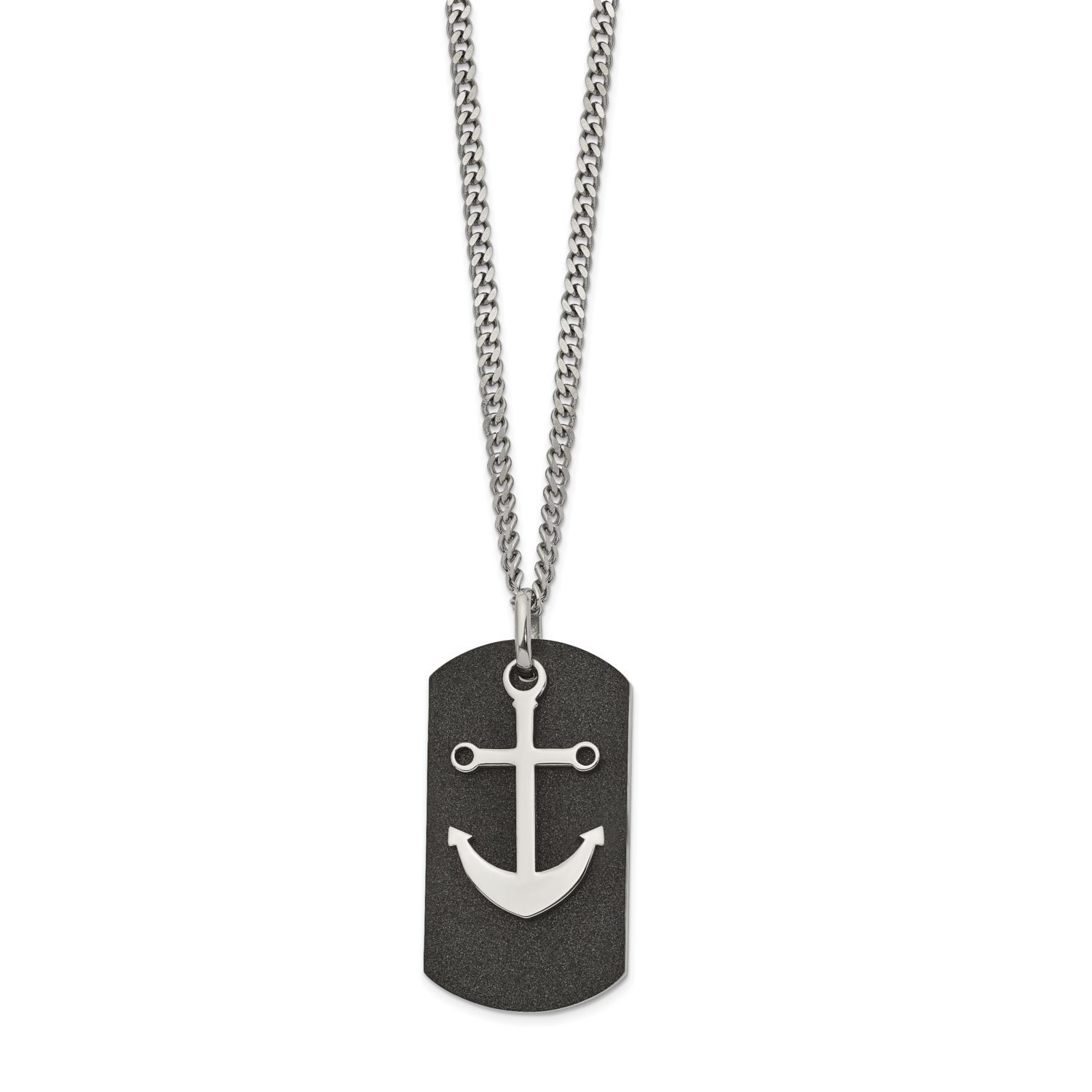 Black IP-plated Laser cut Anchor 22 Inch Necklace Stainless Steel Polished SRN2709-22 by Chisel, MP…