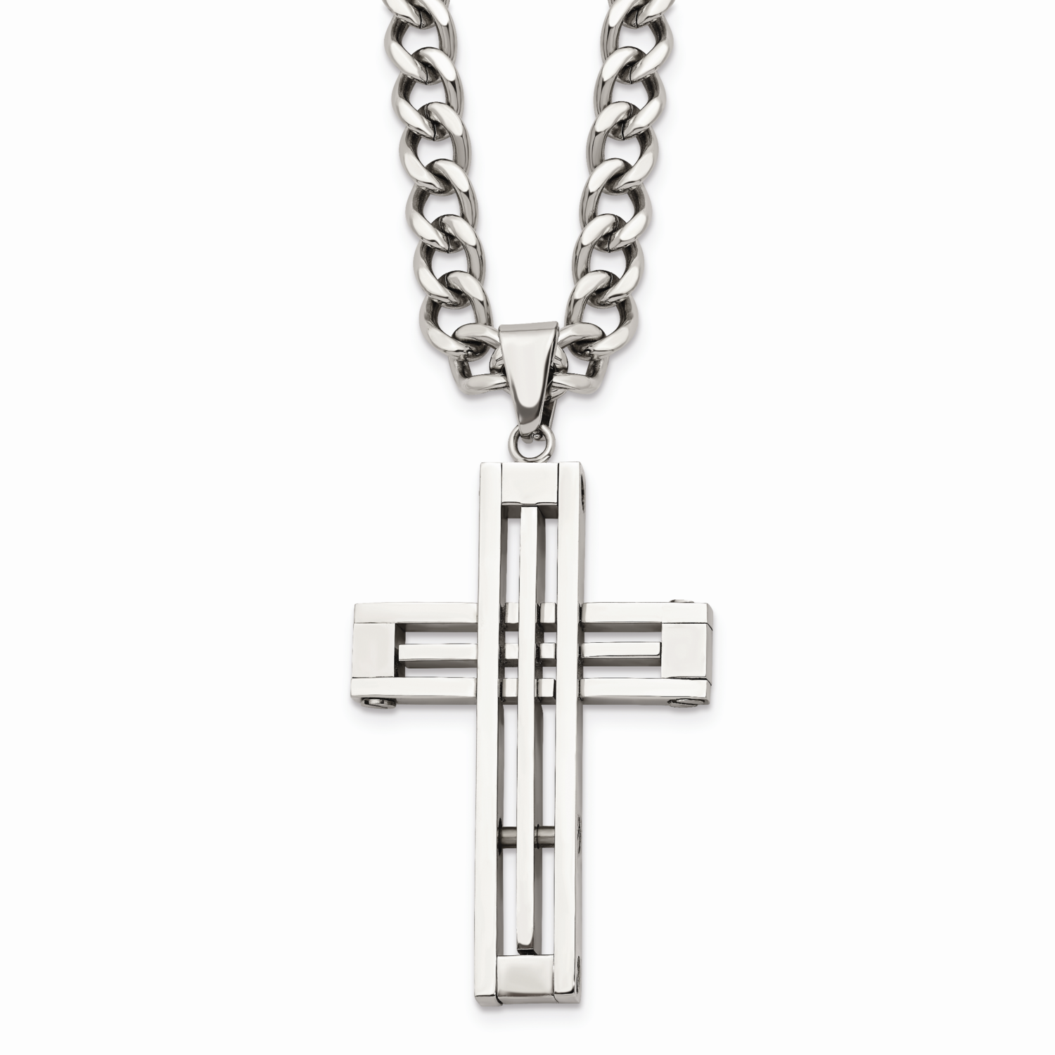 Cross Pendant 22 Inch Necklace Stainless Steel SRN311-22