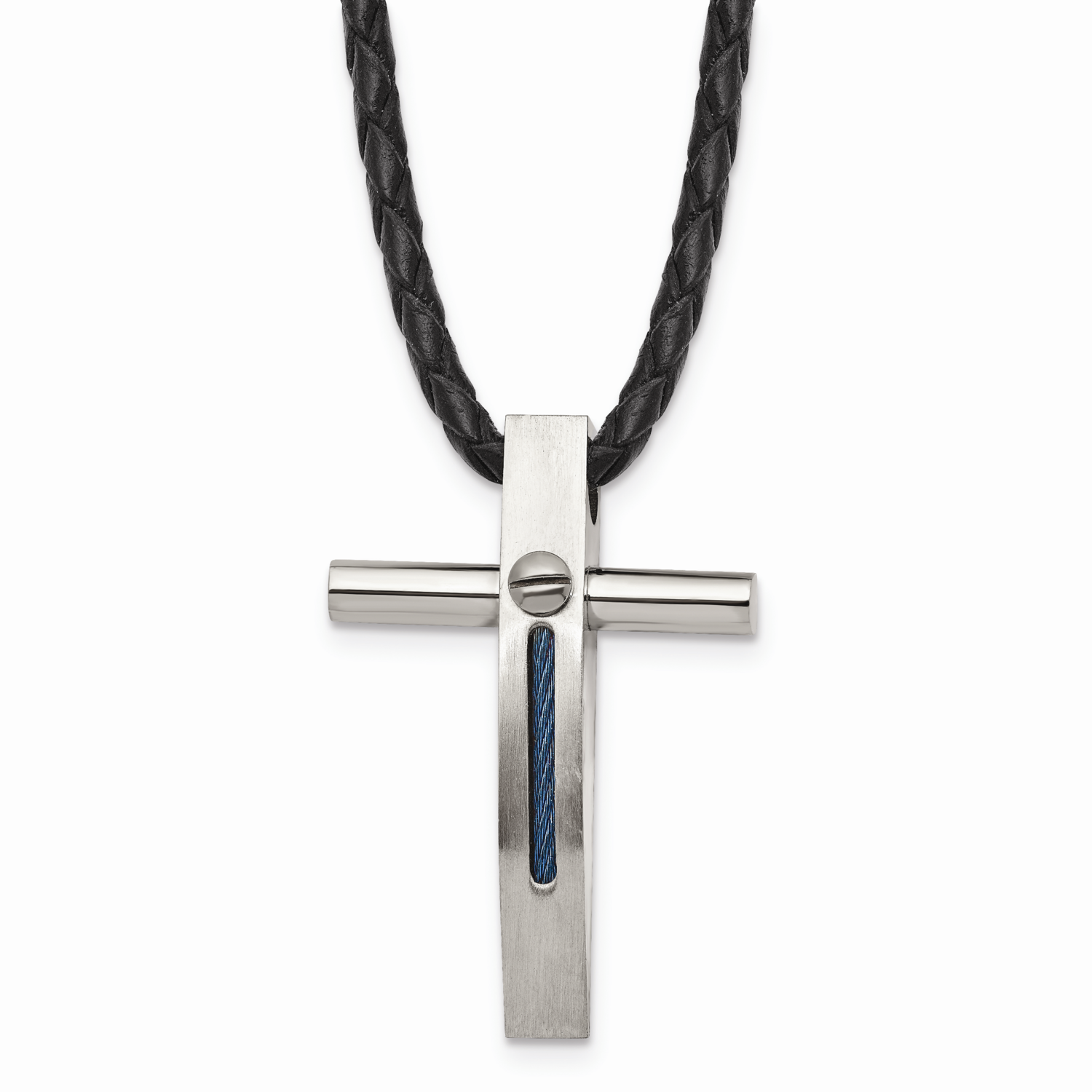 Rope Accent Cross Pendant Necklace Stainless Steel SRN312-18 by Chisel, MPN: SRN312-18, 883957750378