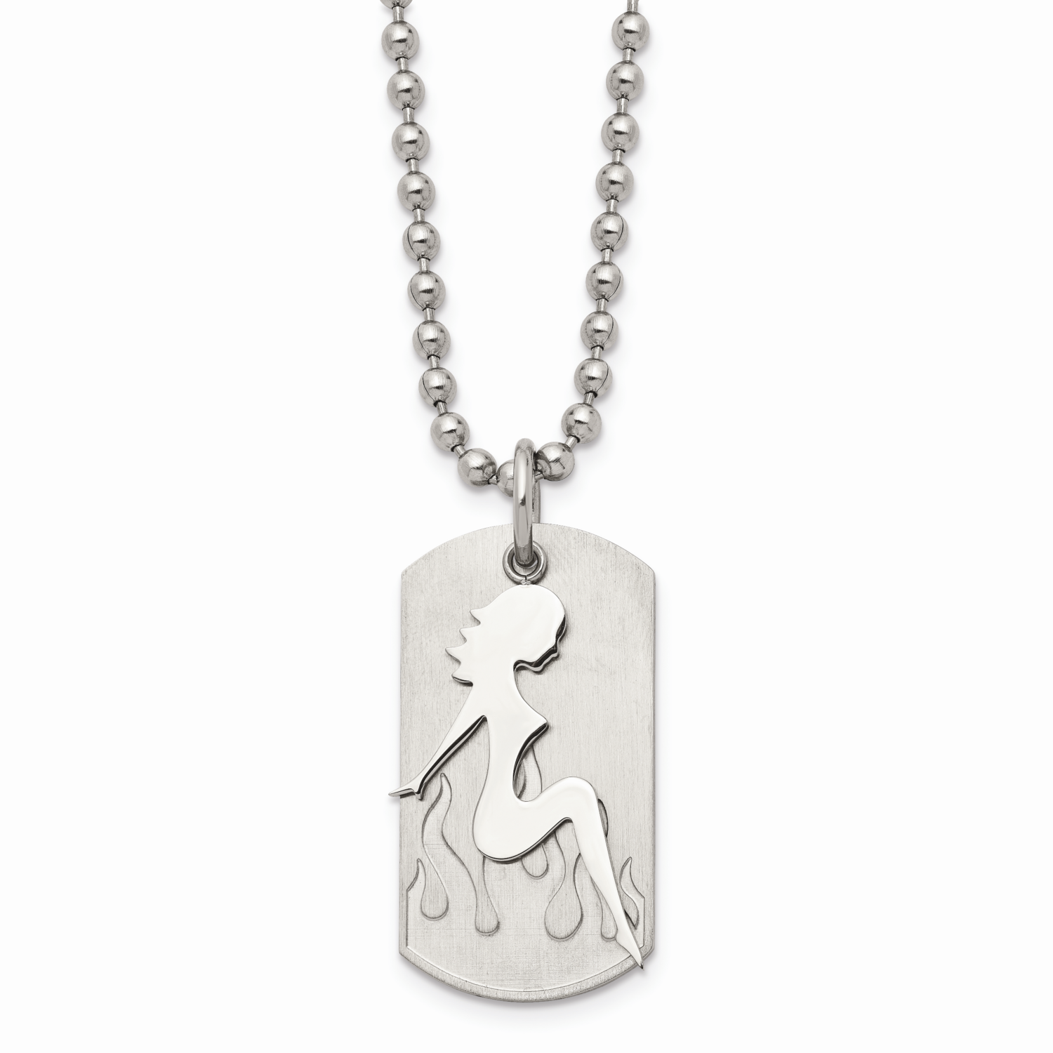 Girl Dog Tag 22 Inch Necklace Stainless Steel SRN321-22