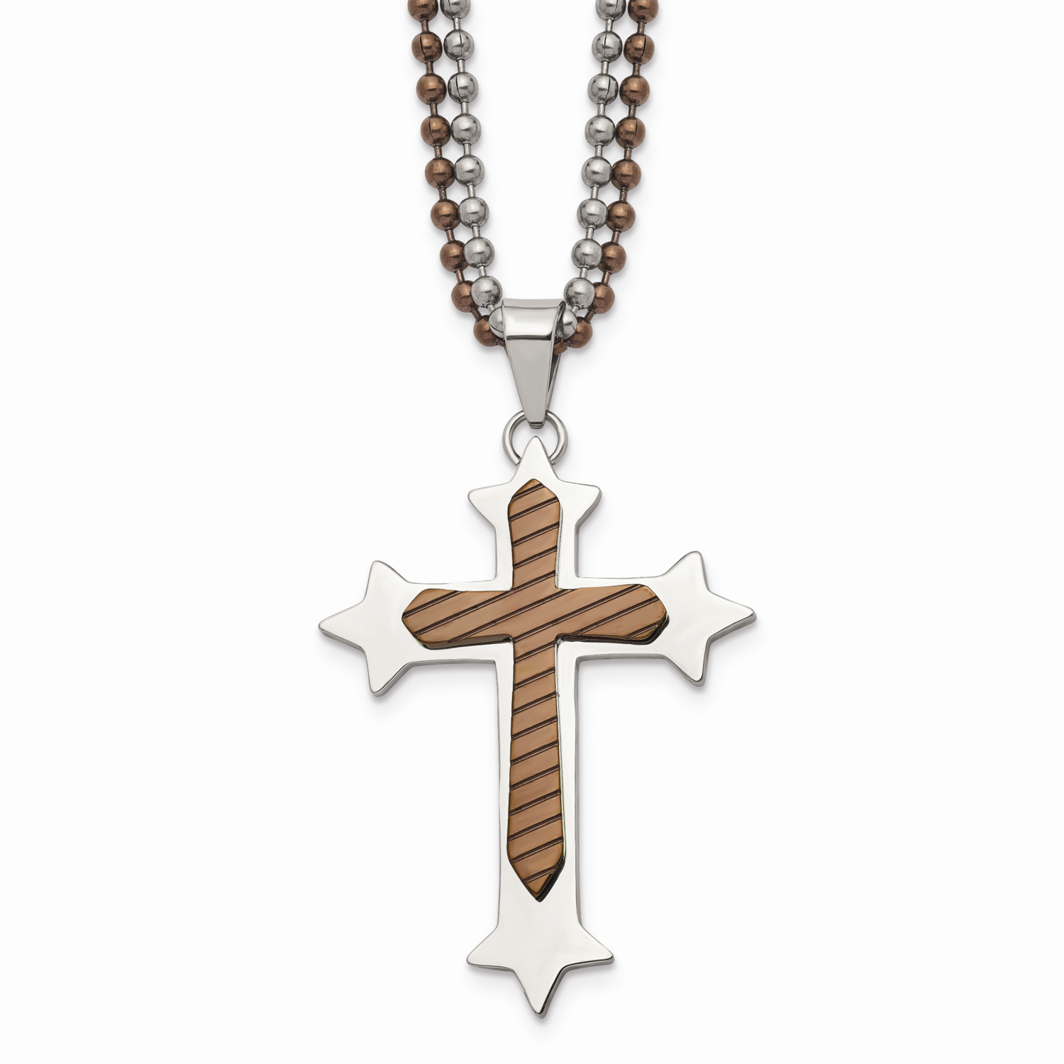 Brown IP-plated Cross 24 Inch Necklace Stainless Steel SRN361-24 by Chisel, MPN: SRN361-24, 8839577…
