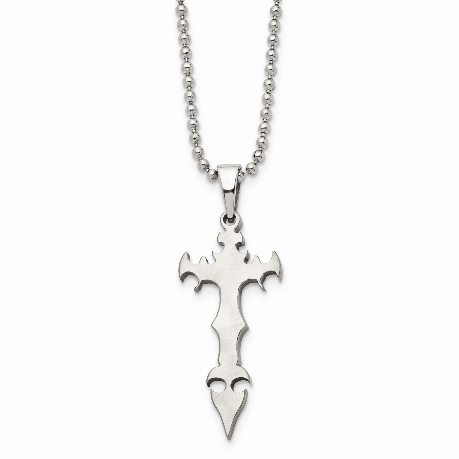 Cross Dagger Pendant 22 Inch Necklace Stainless Steel SRN417-22