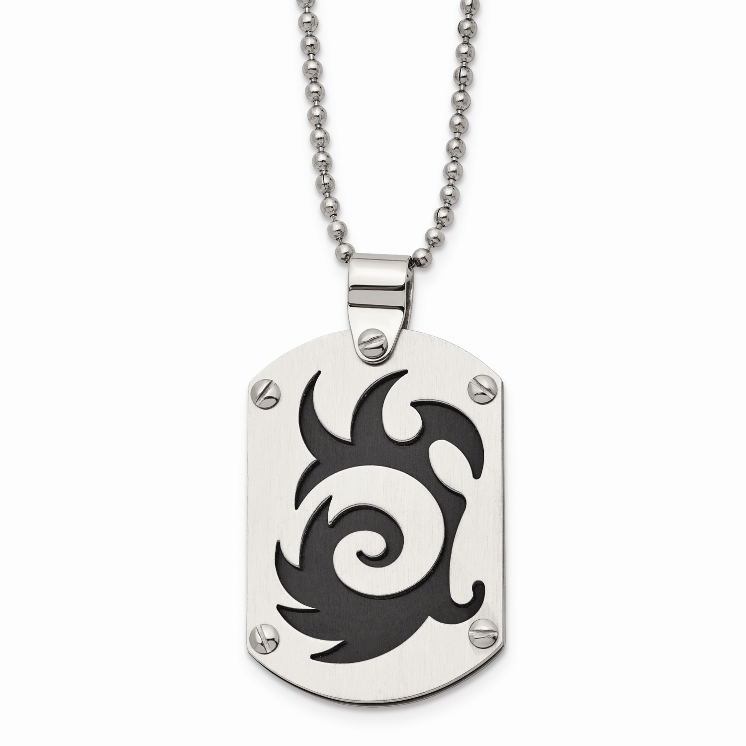 Black IP-plated Swirl Dog Tag Necklace Stainless Steel SRN426-24 by Chisel, MPN: SRN426-24, 8867740…