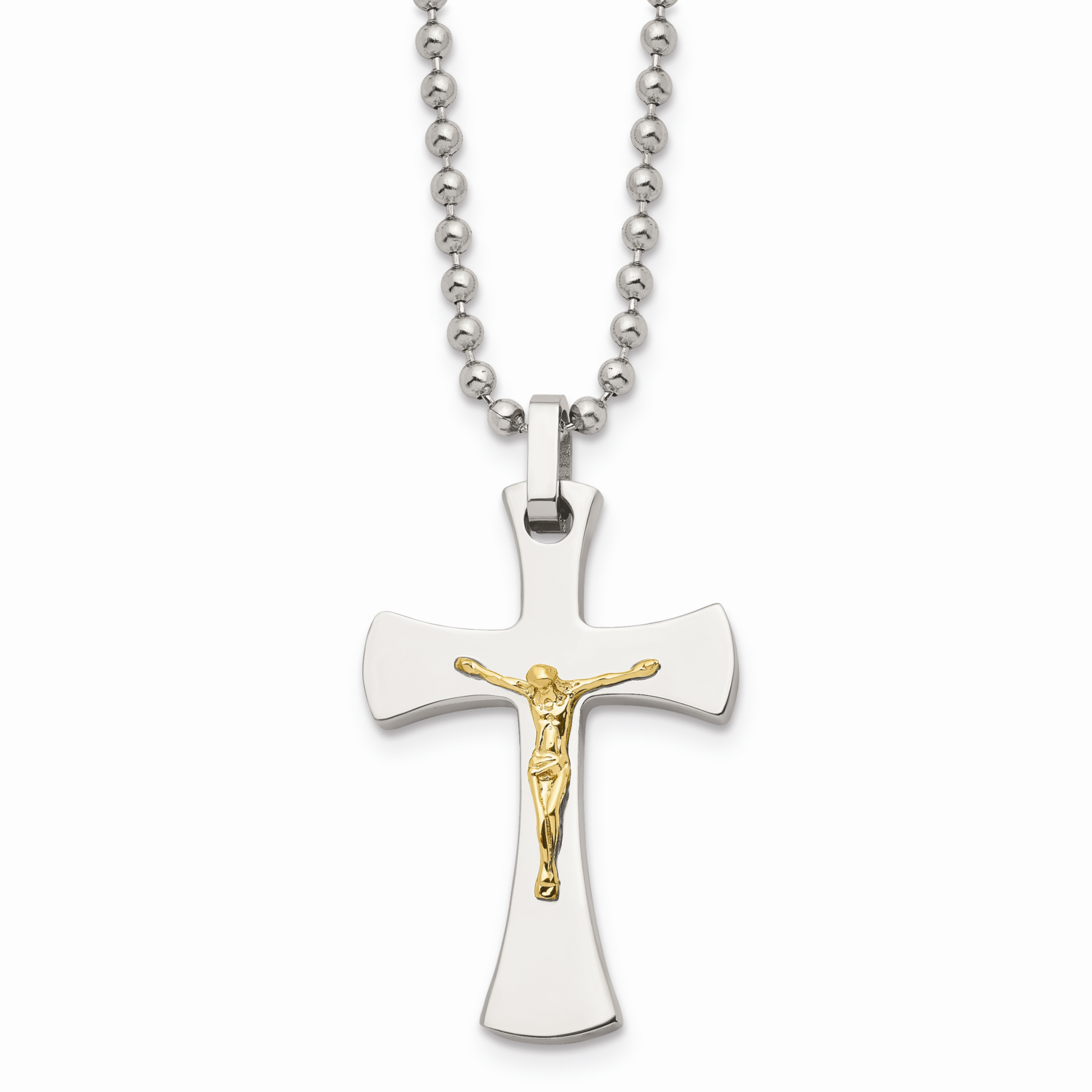 14k Gold Gold Accent Crucifix Pendant Necklace Stainless Steel SRN487-22