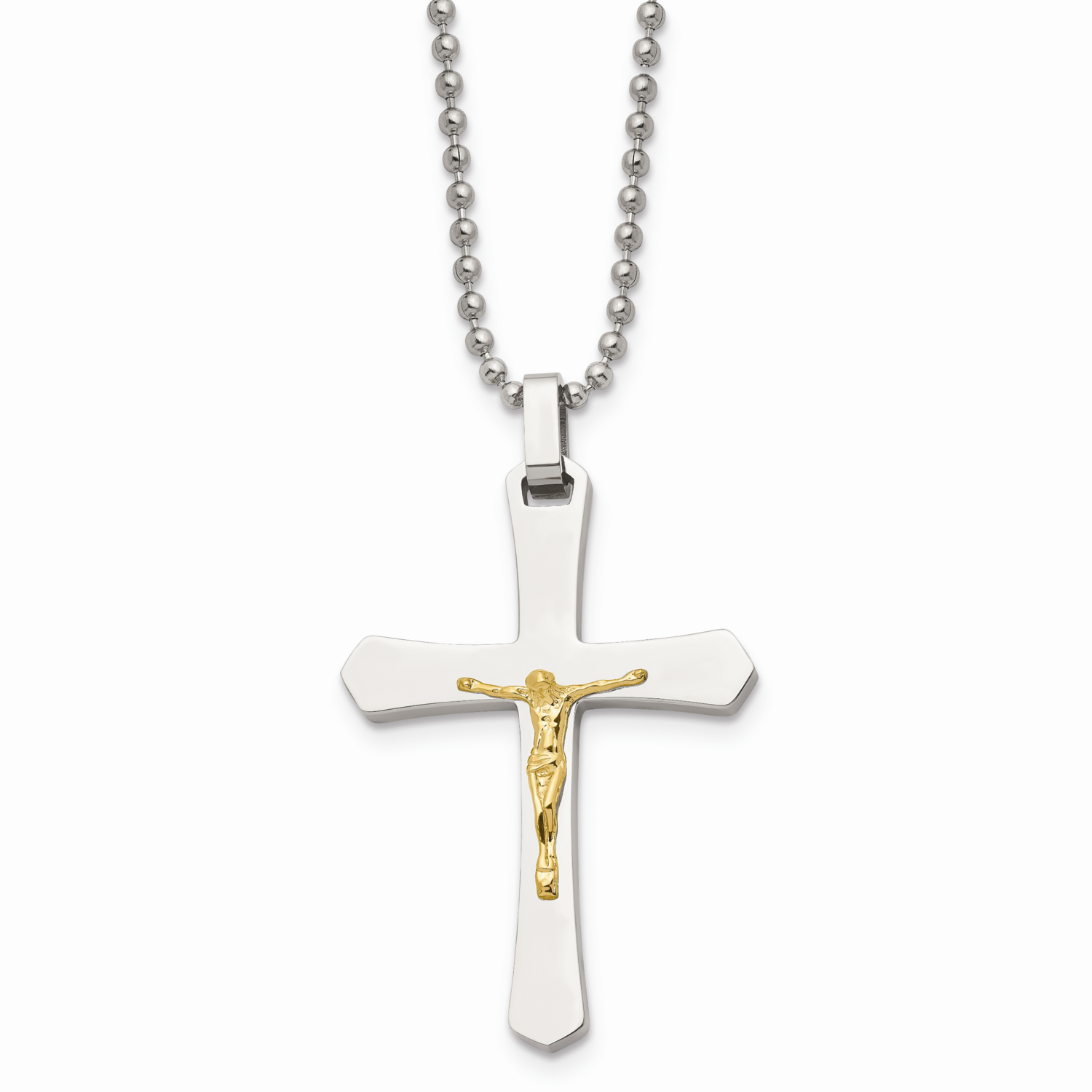 14k Gold Gold Accent Crucifix Pendant Necklace Stainless Steel SRN488-22