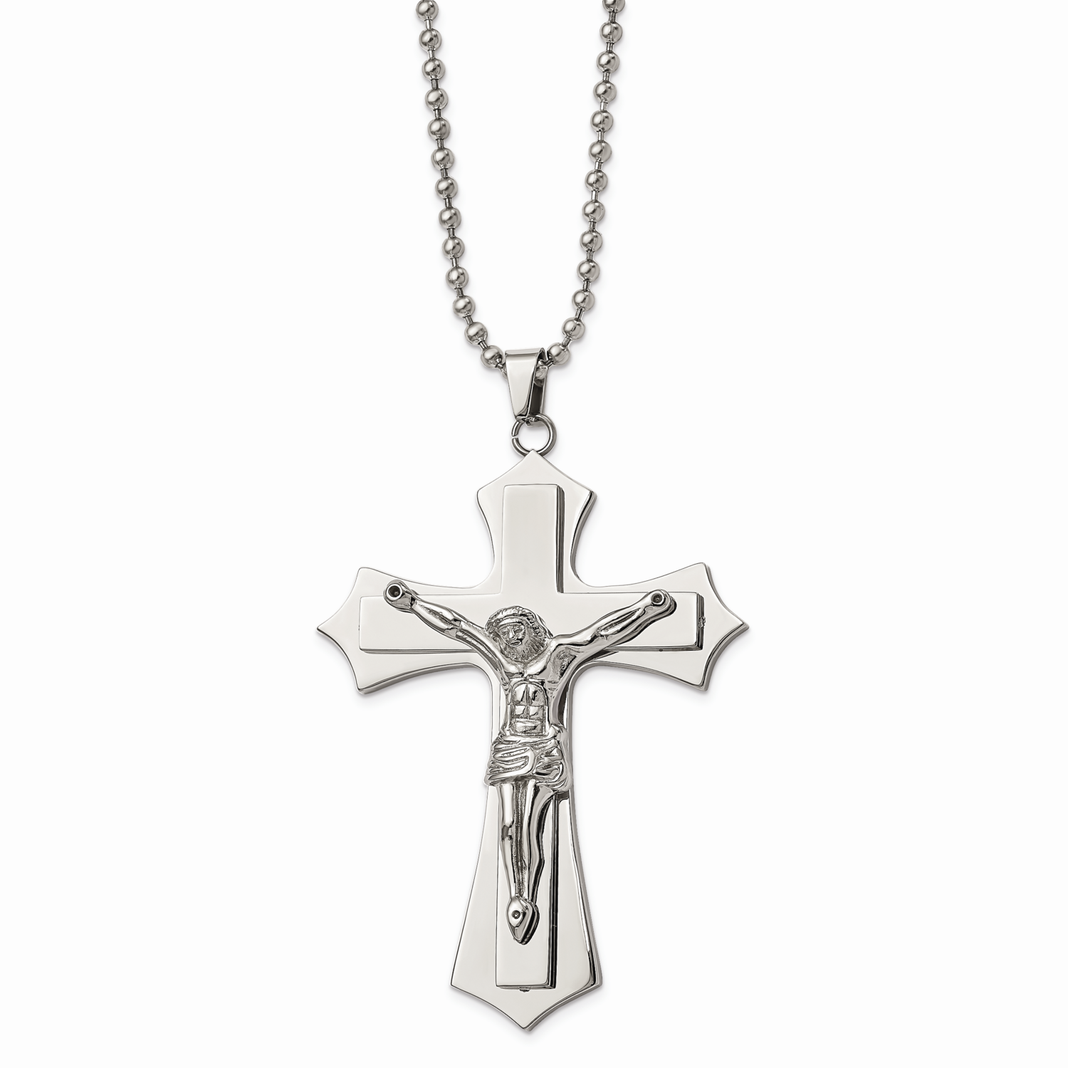 Crucifix Pendant 22 Inch Necklace Stainless Steel Polished SRN494-22