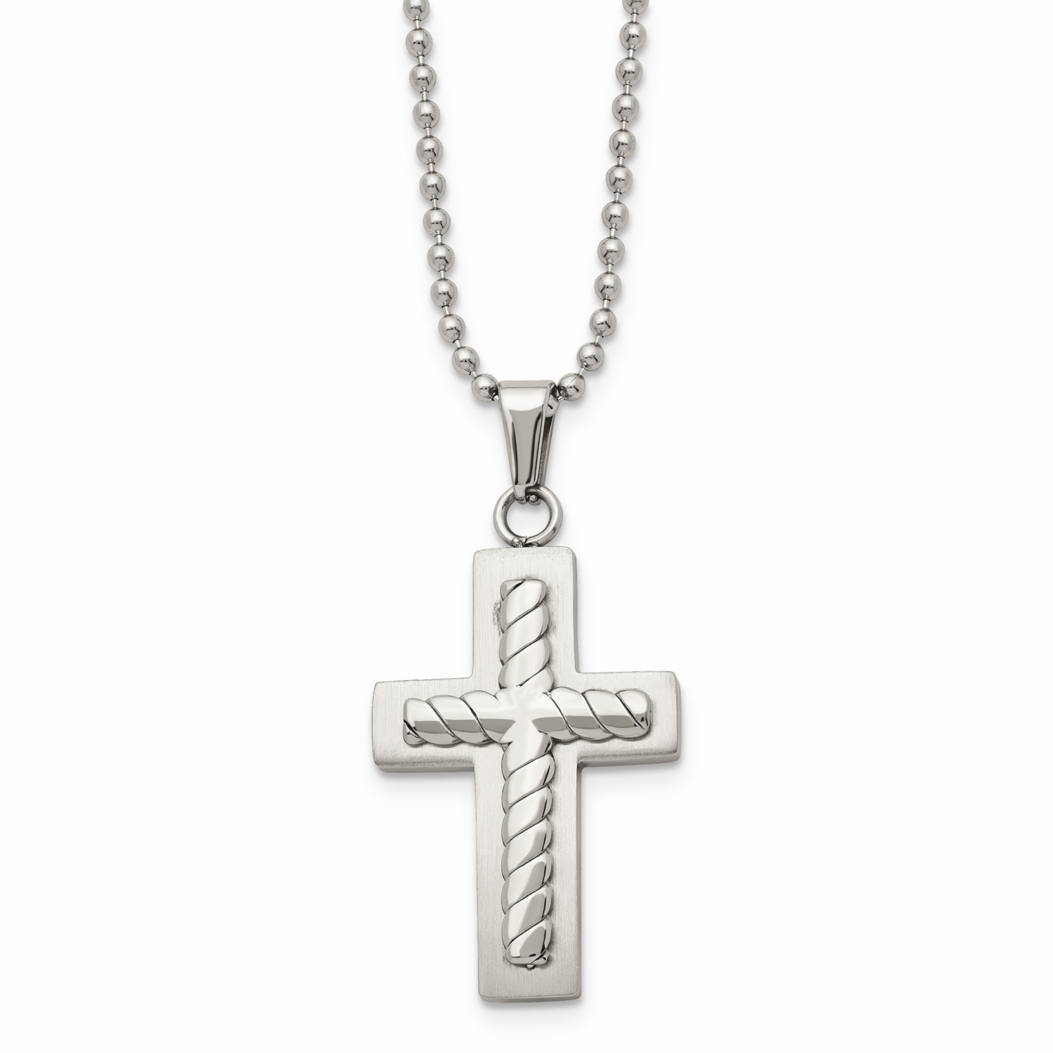 Cross Pendant 24 Inch Necklace Stainless Steel SRN506-24 by Chisel, MPN: SRN506-24, 886774040806