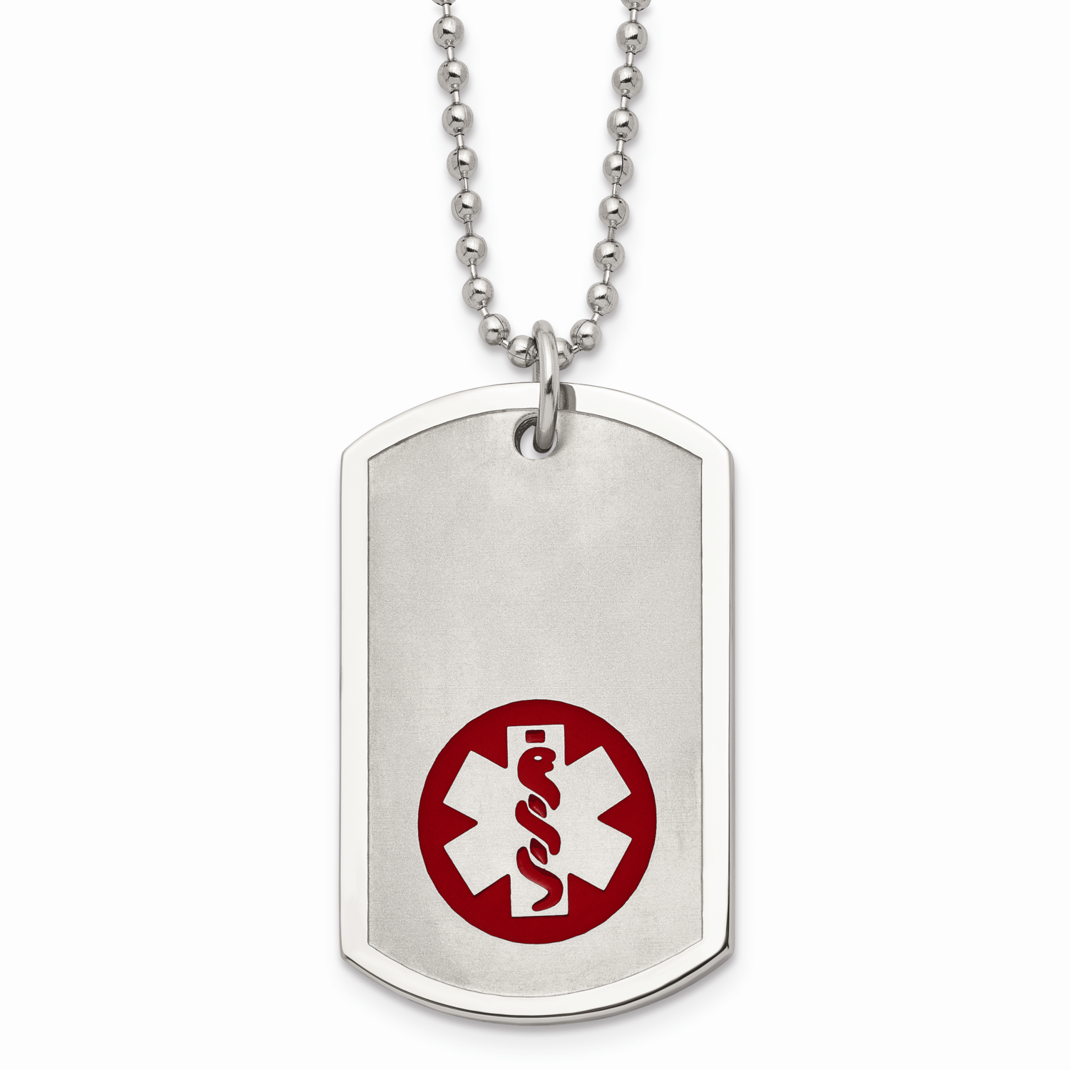Large Dog Tag Medical Pendant 22 Inch Necklace Stainless Steel SRN522-22 by Chisel, MPN: SRN522-22,…
